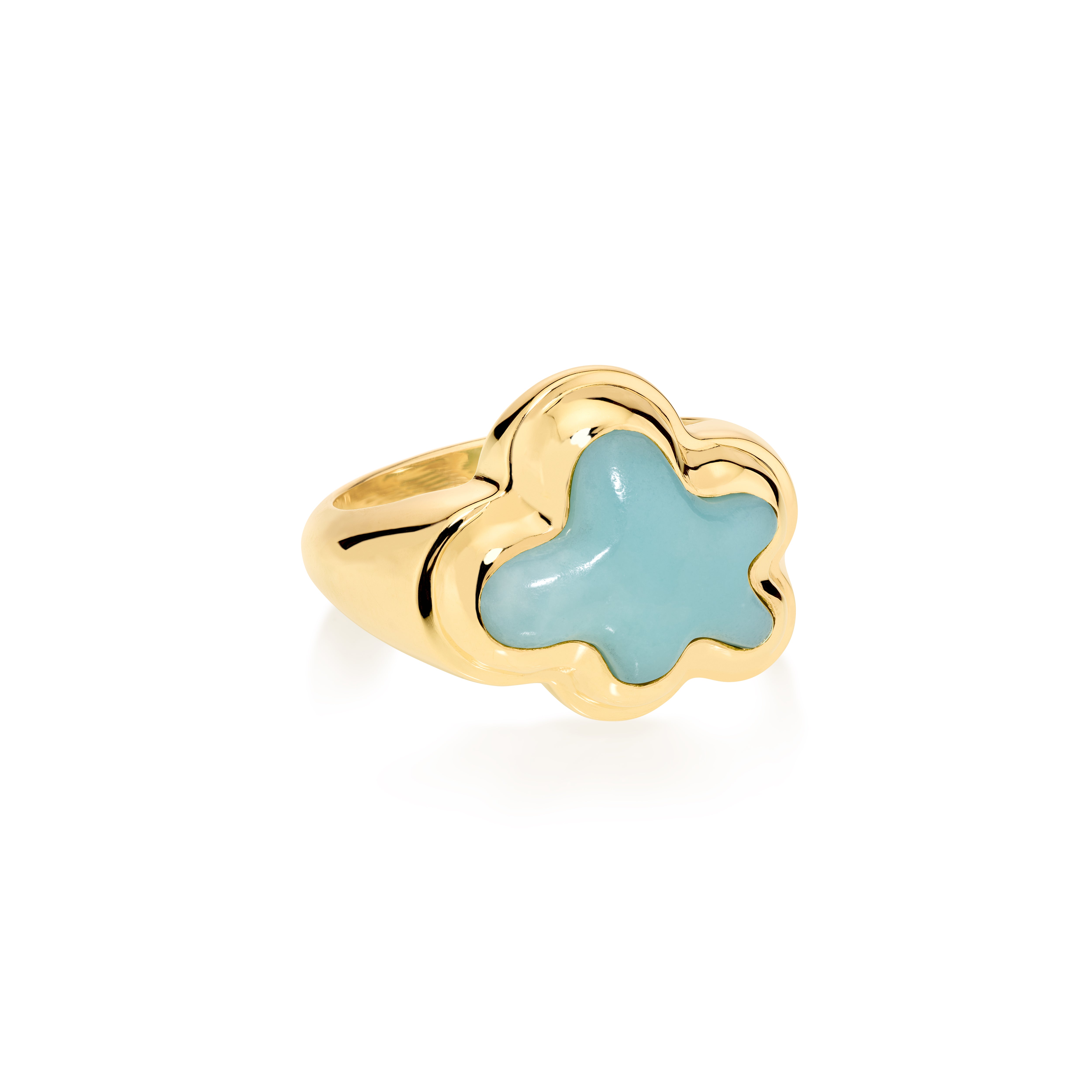 18k yellow gold blue amazonite cloud shape antropofagia anel ring by Sauer Tiny Gods 
