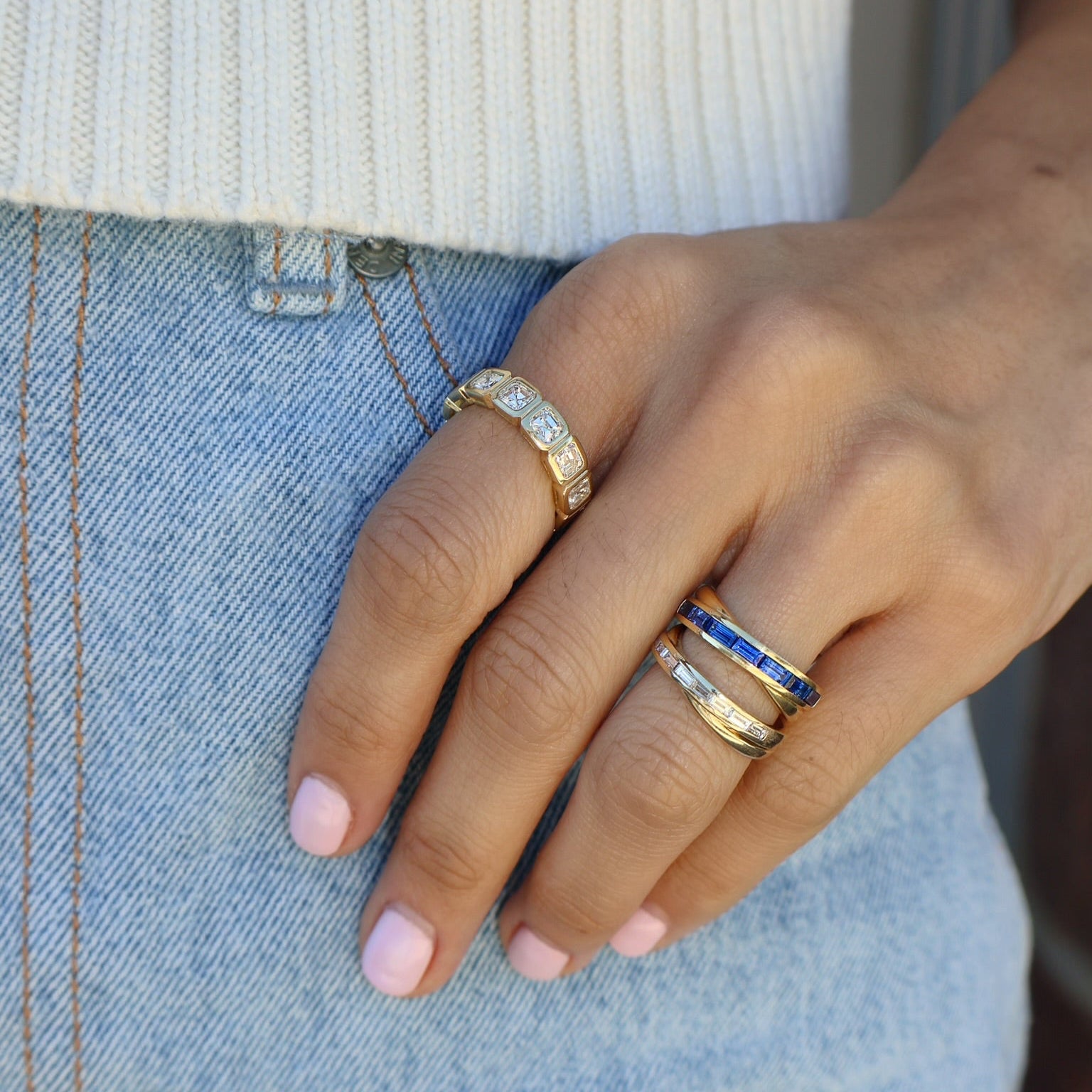 18k yellow gold asscher cut diamond eternity band ring by Tiny Gods 
