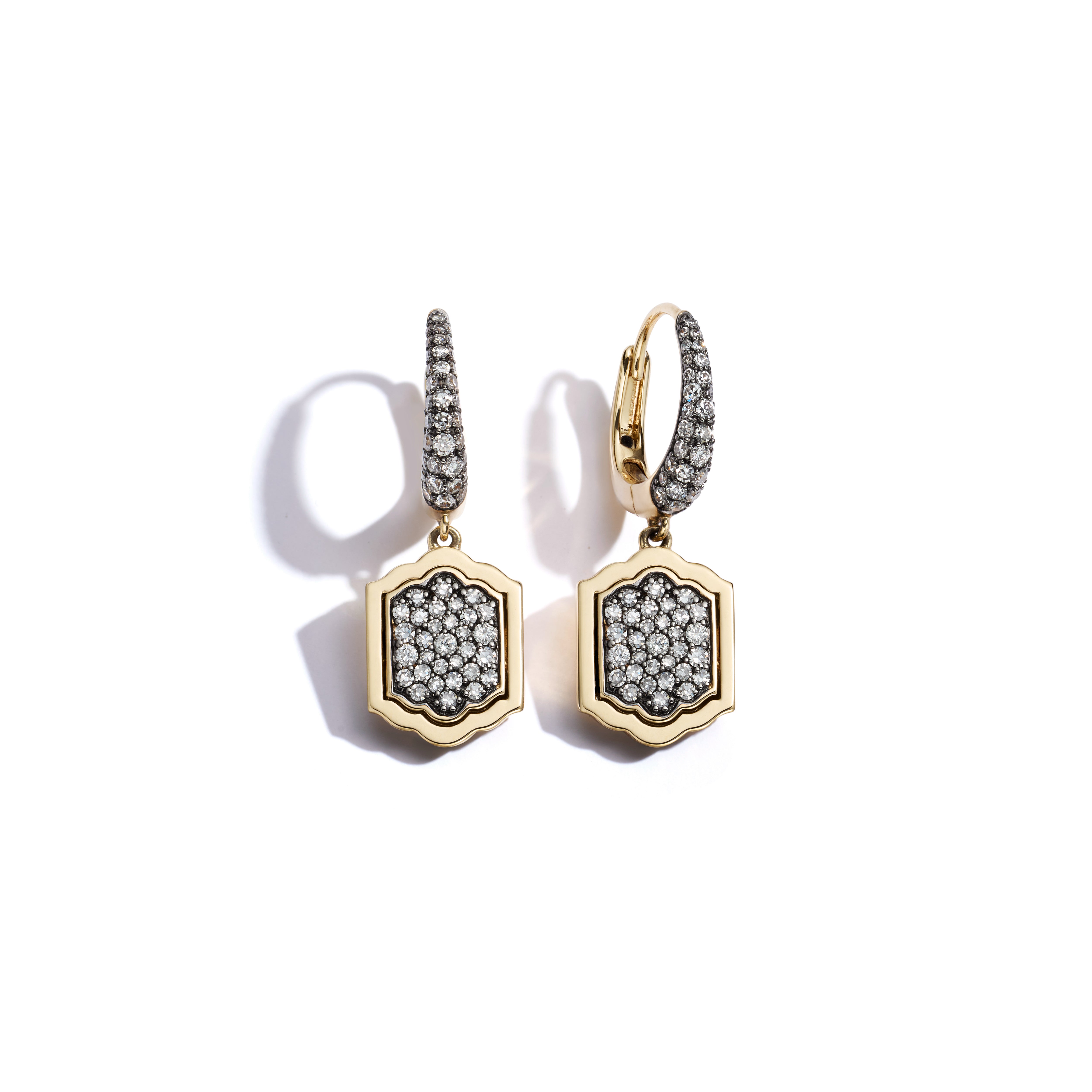 14k yellow gold diamond athena's mirror huggie earrings by lucy Delius Tiny Gods 