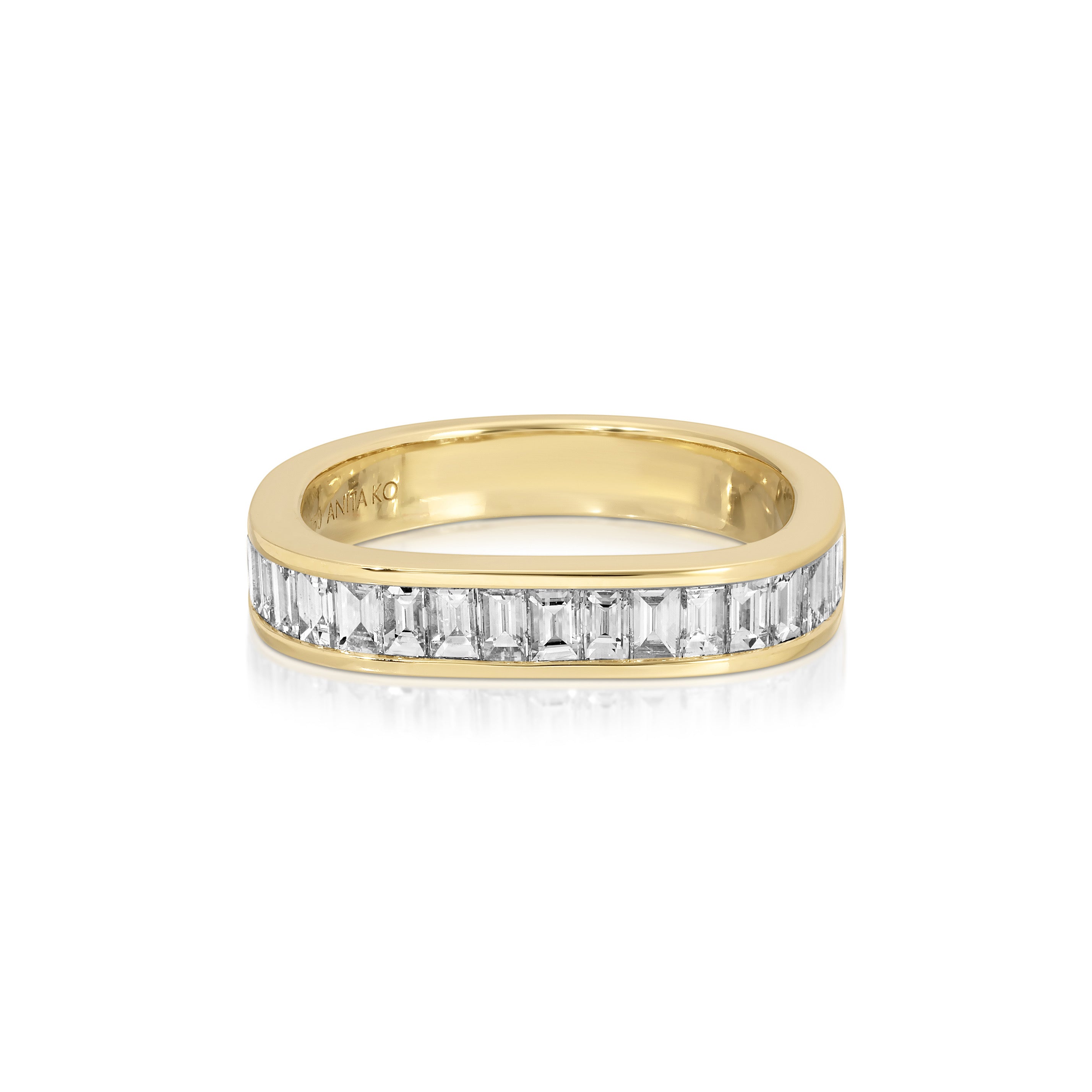 18k yellow gold baguette diamond sqaure ring by Anita Ko Tiny Gods