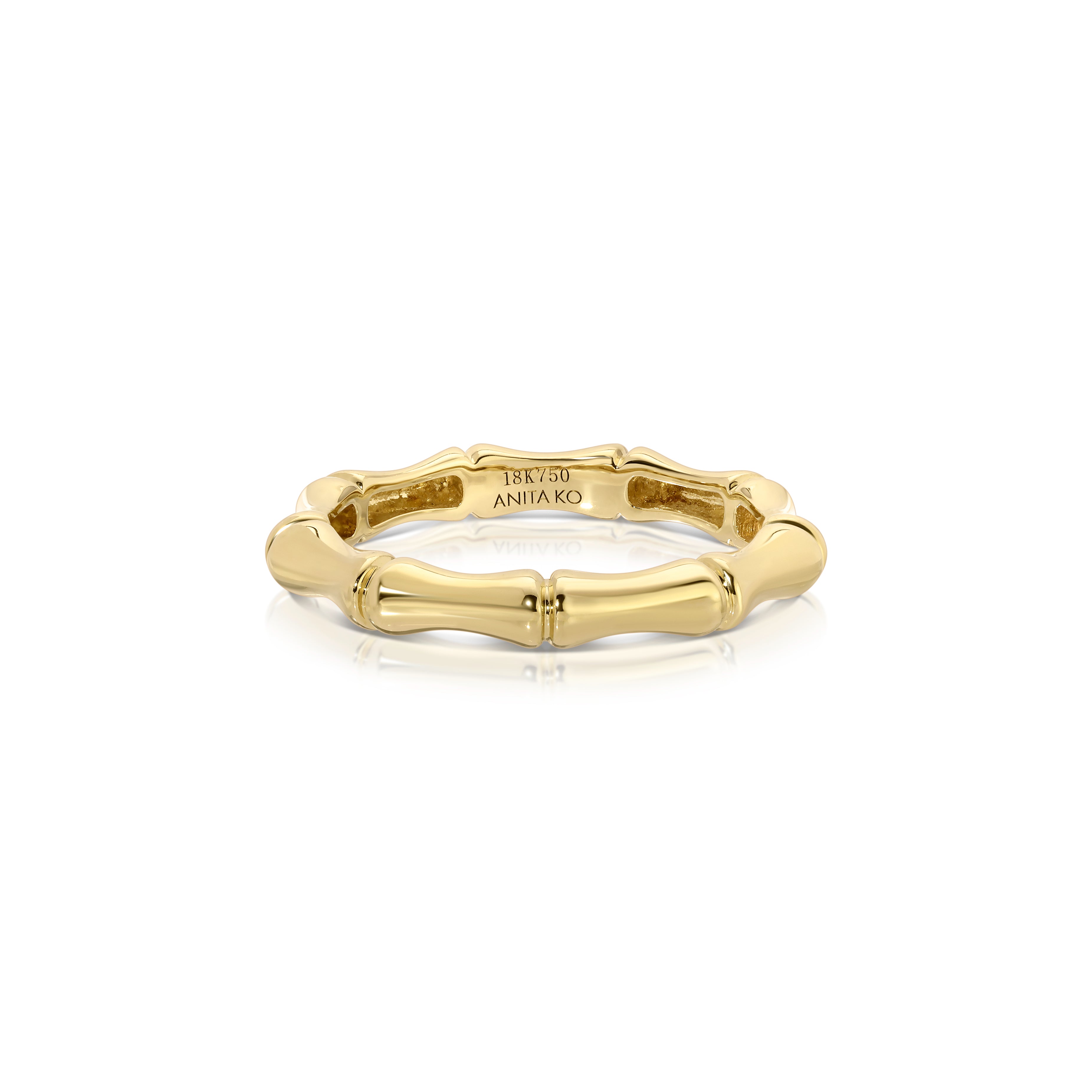 anita ko bamboo diamond ring yellow gold tiny gods
