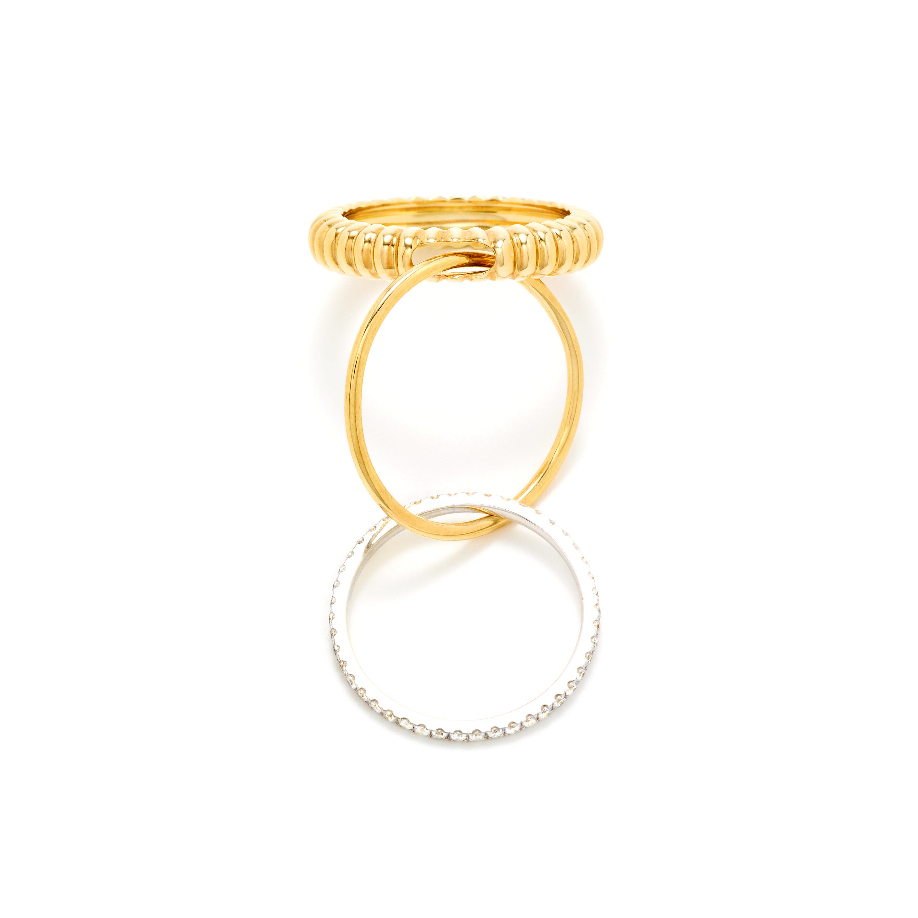 9k yellow gold berlingot triple connected band by Yvonne Leon Tiny Gods 