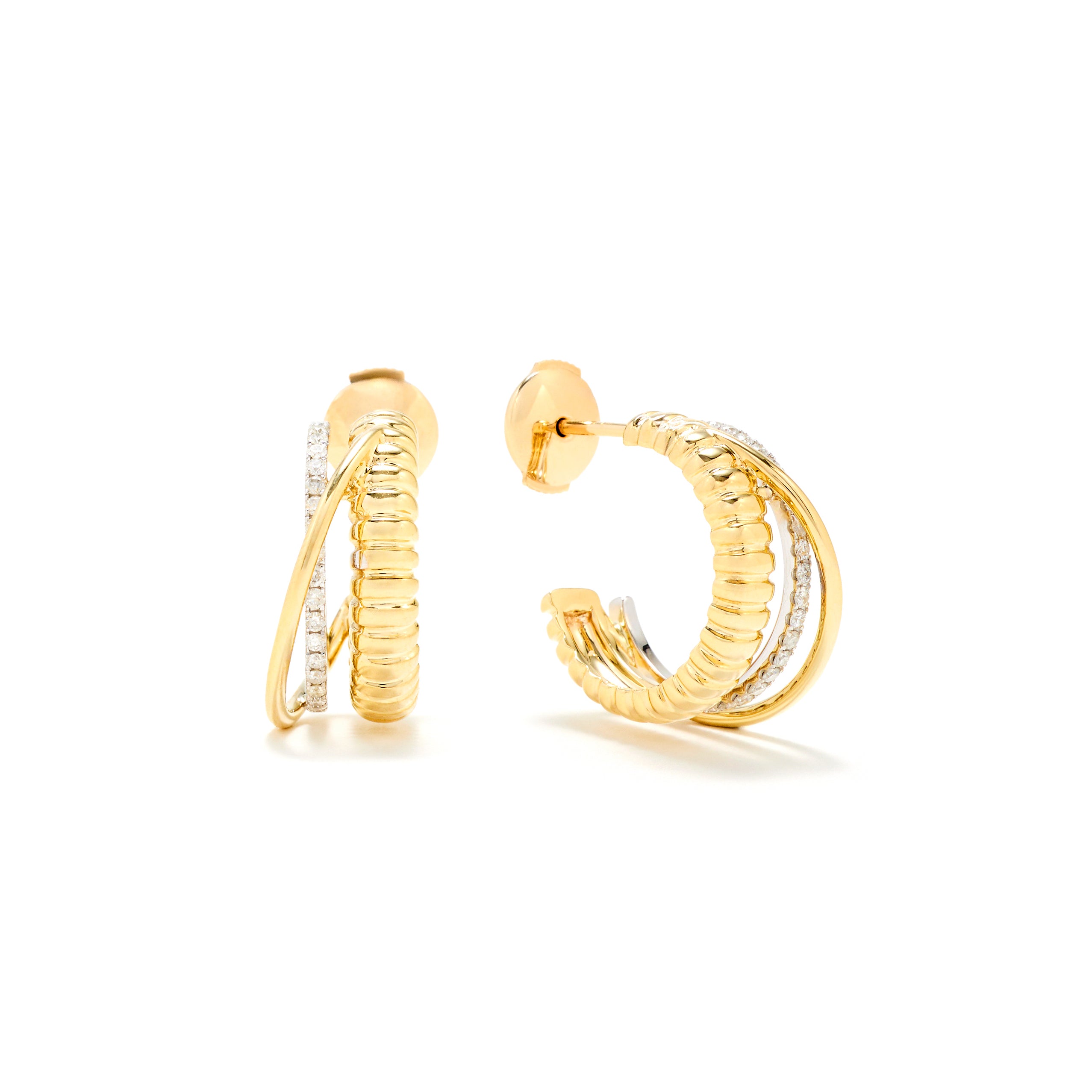 9k yellow gold berlingot pm triple hoop earrings by Yvonne Leon Tiny Gods 