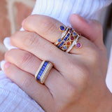 14k yellow gold blue sapphire amethyst stacker band by Ita Tiny Gods