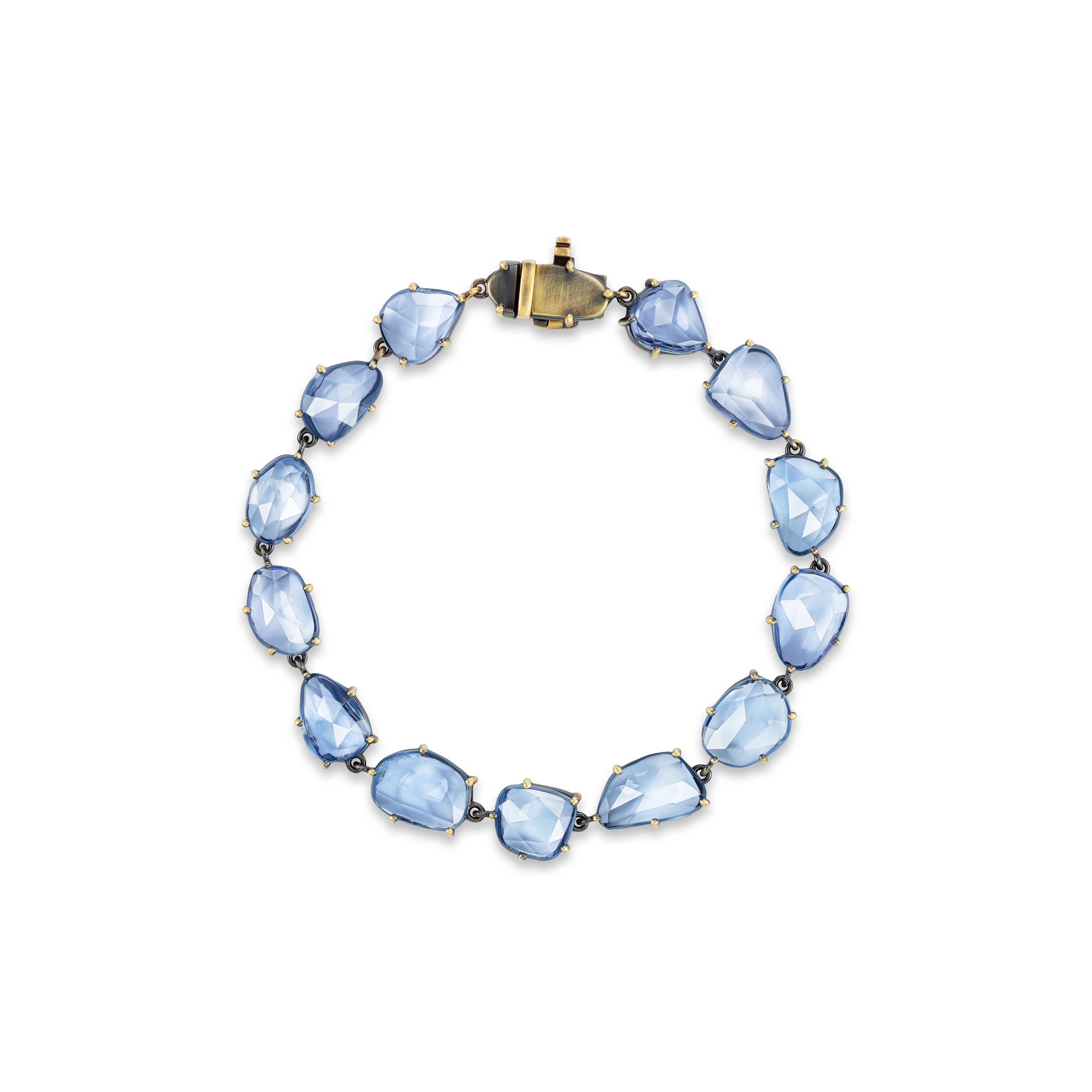 18k yellow gold and black rhodium blue sapphire slice bracelet Tiny Gods 