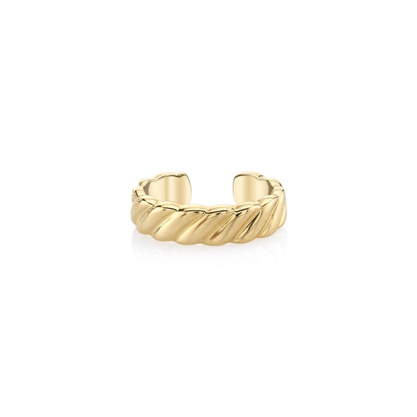 18k yellow gold braided plain ear cuff by Anita Ko Tiny Gods