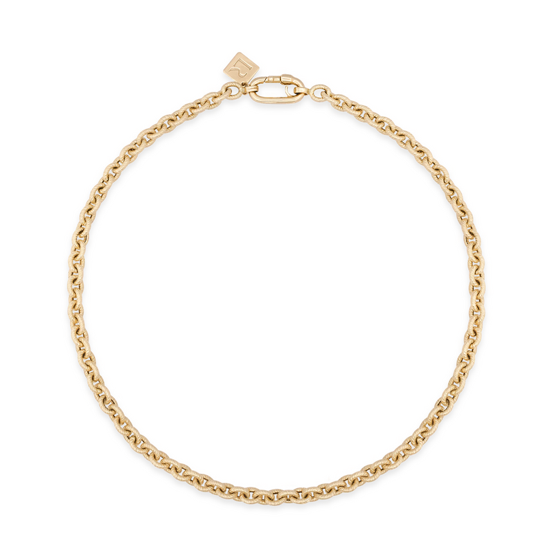 14k yellow gold brushed textured small lee cable link chain necklace by Lauren Rubinski Tiny Gods