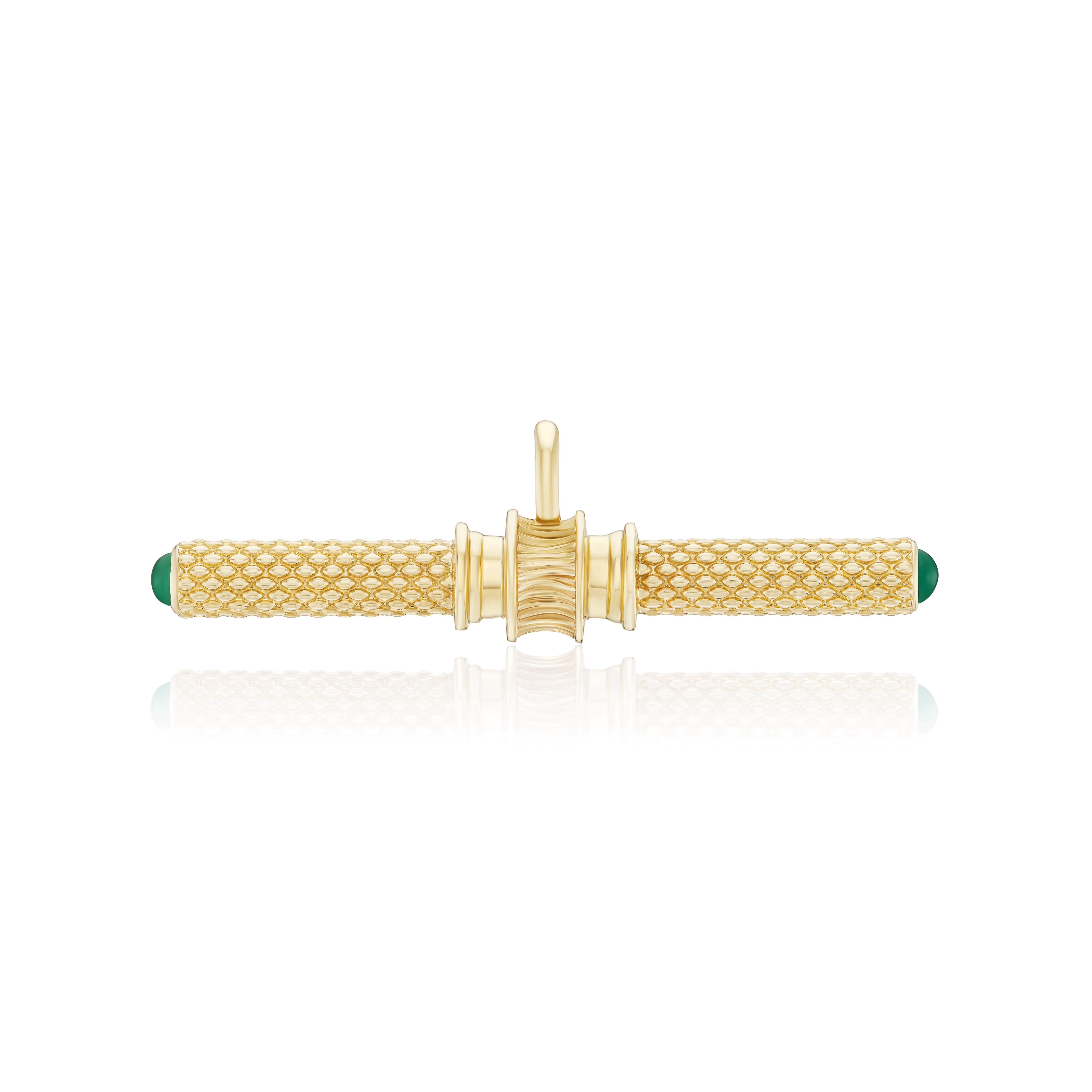 14k yellow gold emerald buchanan t bar pendant charm by Lucy Delius Tiny Gods 
