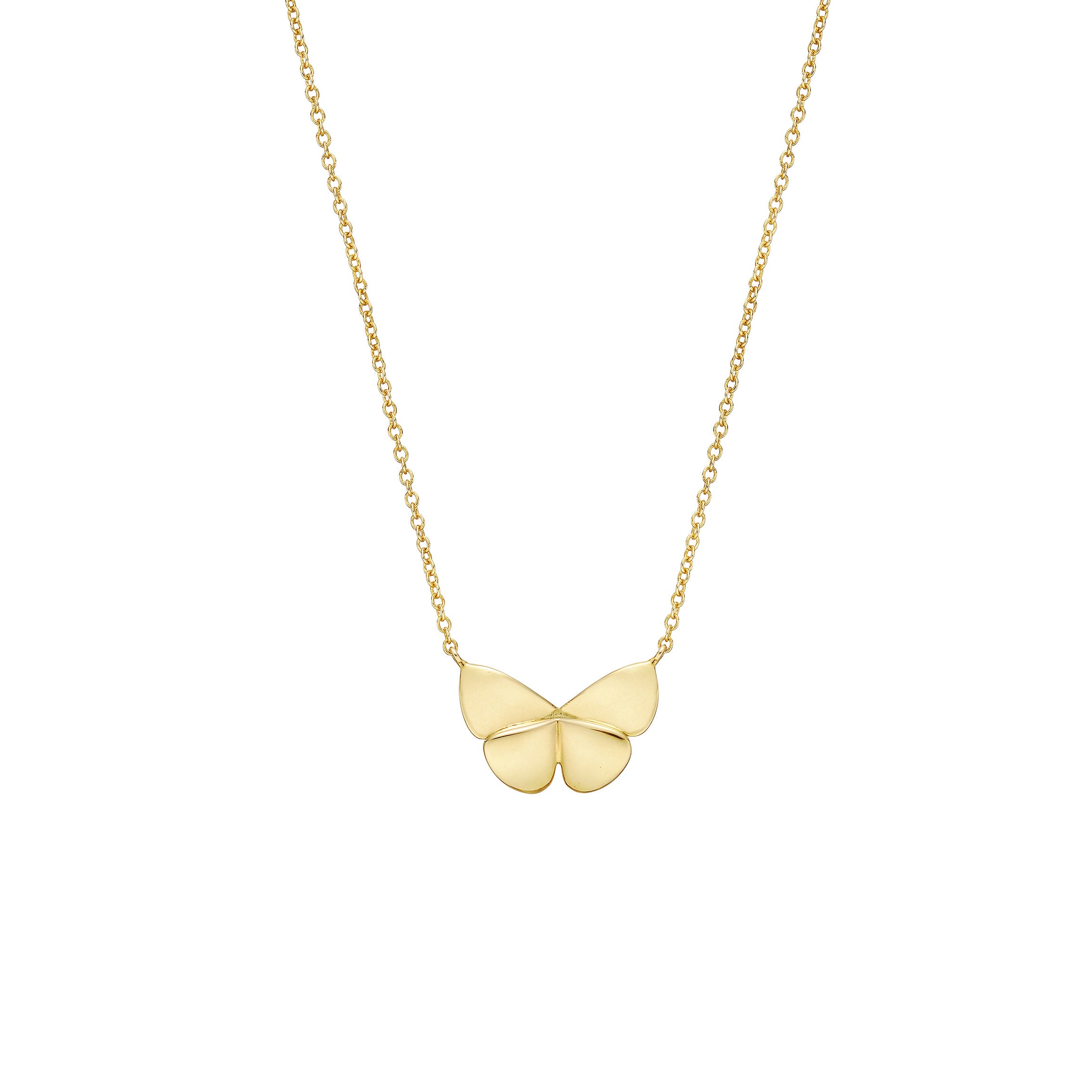 14k yellow gold butterfly pendant necklace by Tiny Gods 