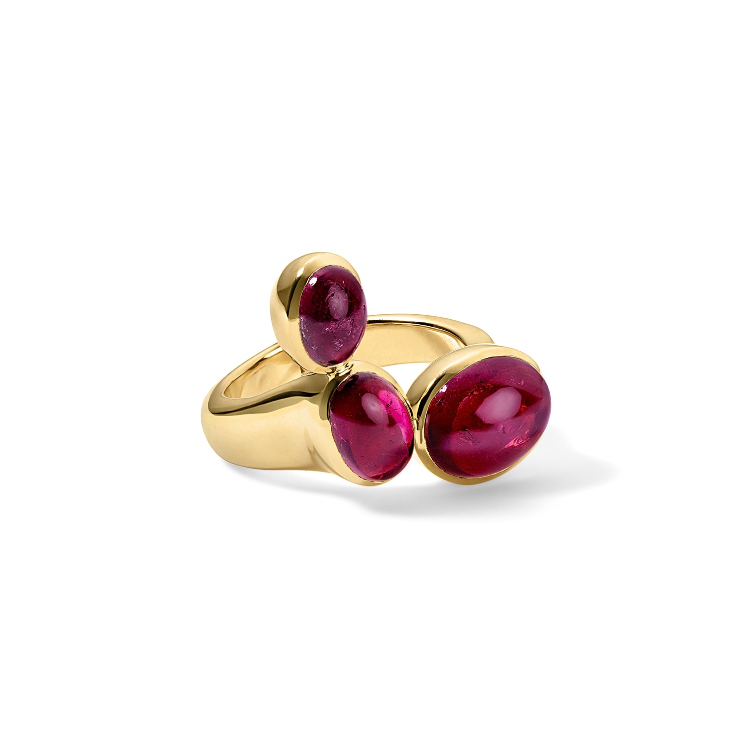 18k yellow gold cabochon pink sapphire Phoebe ring by Jade Ruzzo Tiny Gods 