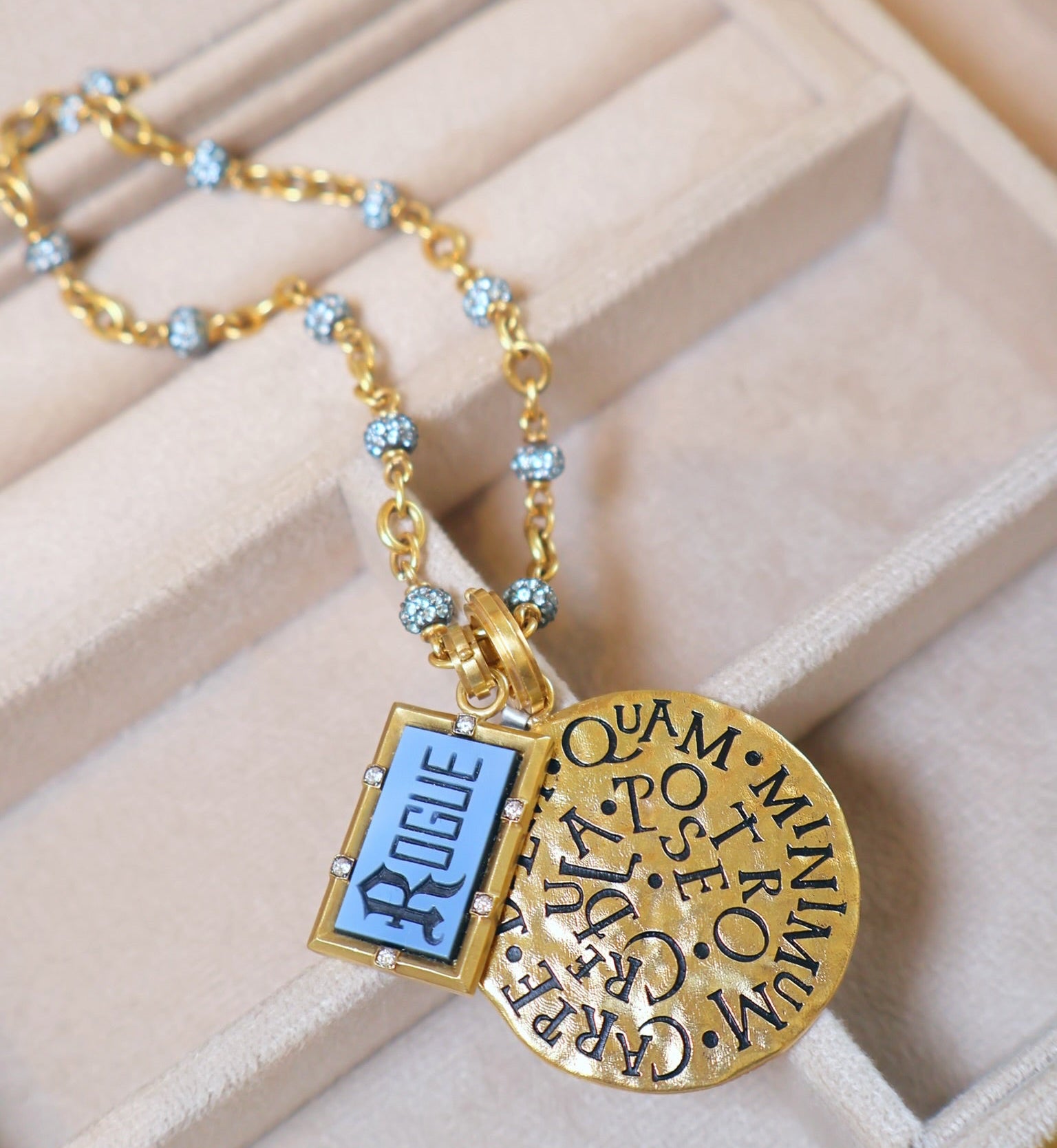 18k yellow gold and diamond rectangular Rogue Pendant by Sylva and cie at tiny gods