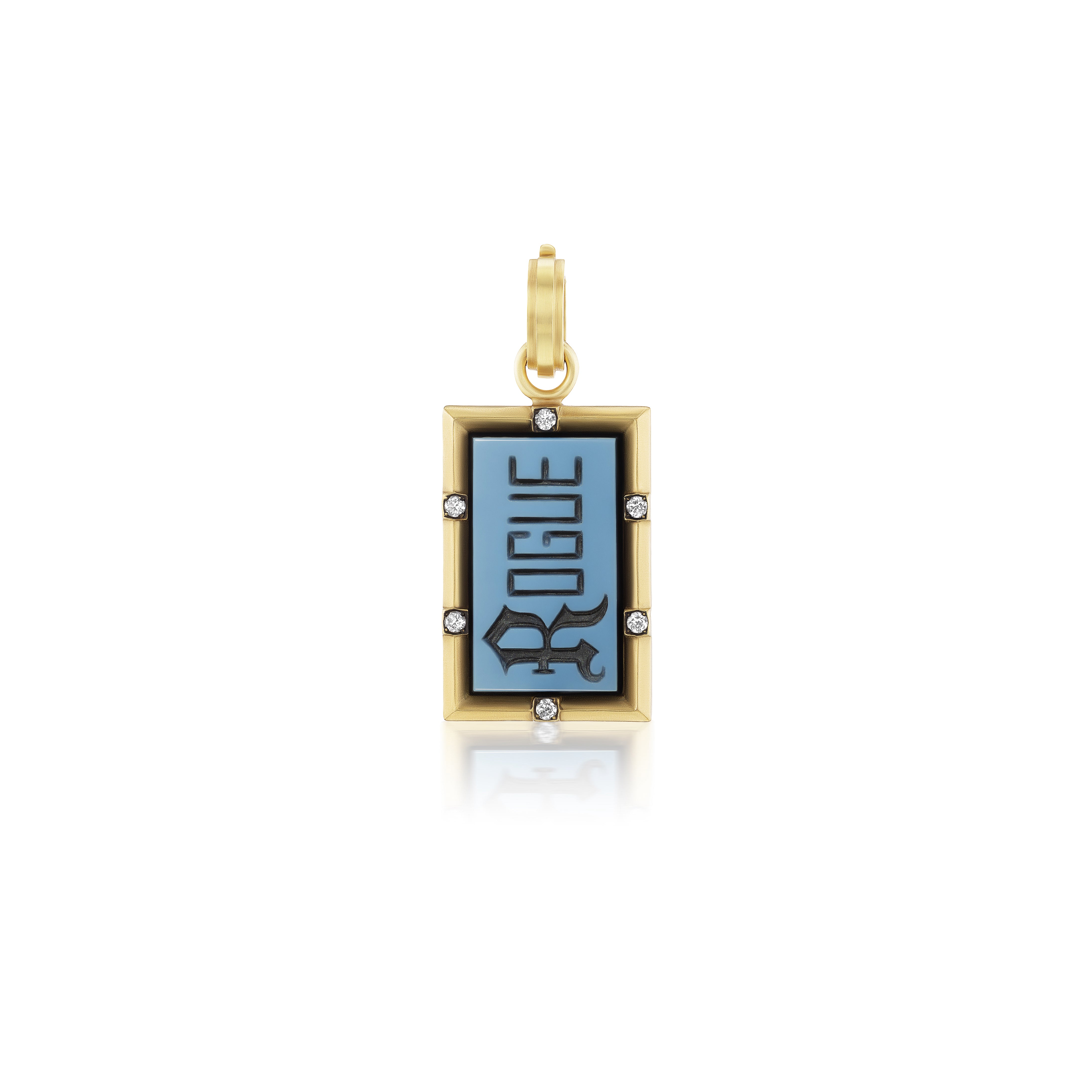 18k yellow gold and diamond rectangular Rogue Pendant by Sylva and cie at tiny gods