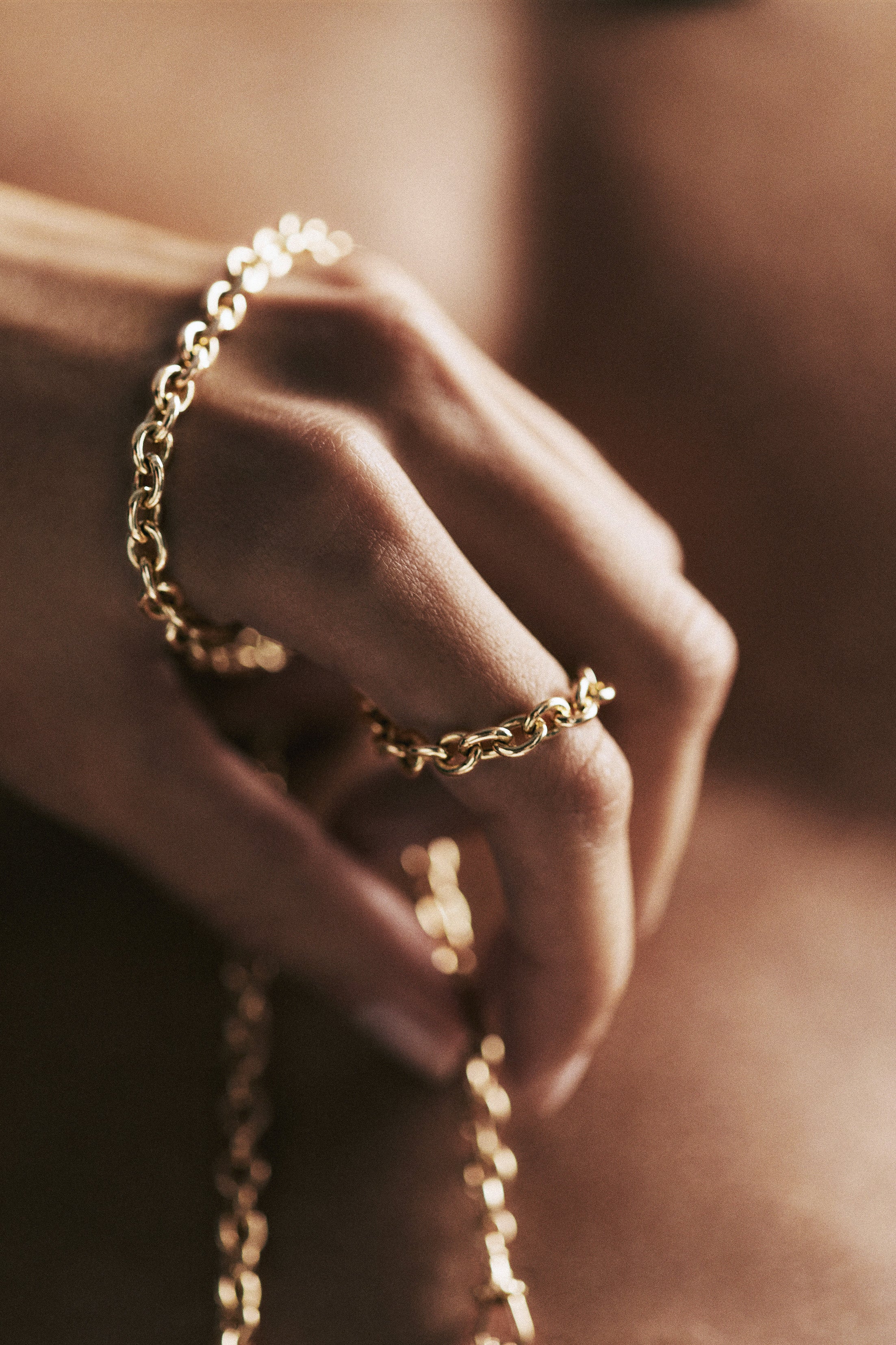 18k yellow gold classic rosa chain link necklace by Marie Lichtenberg Tiny Gods