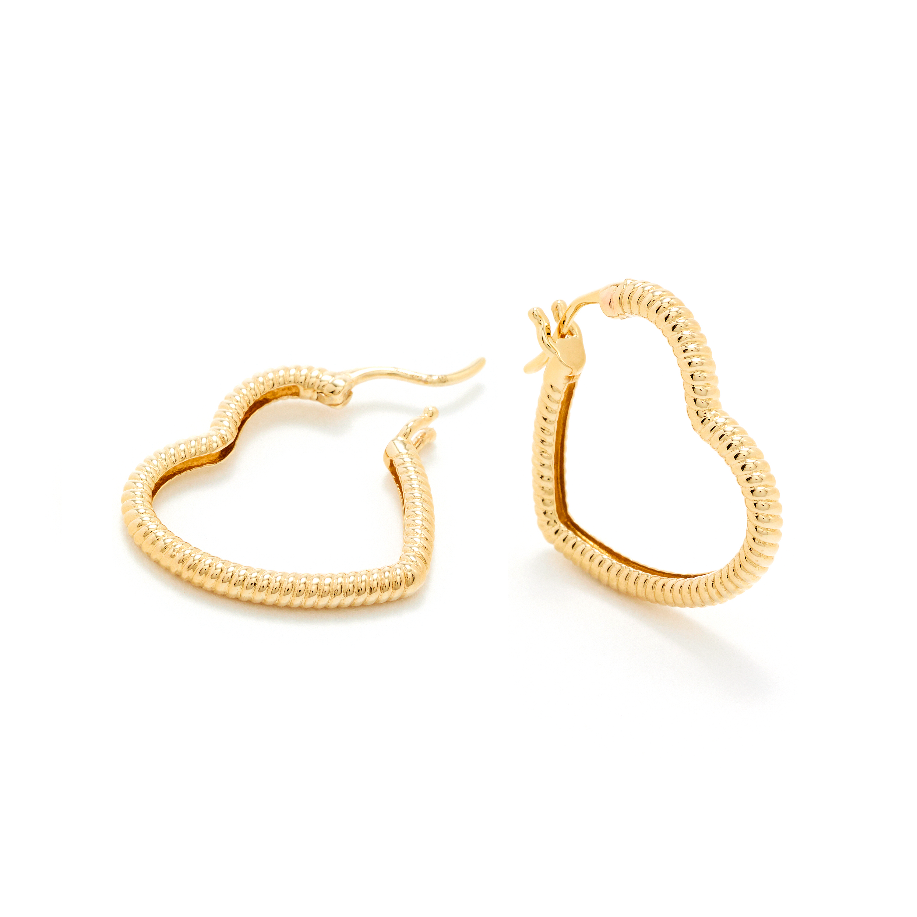 9k yellow gold creole chevalier heart hoop earrings by Yvonne Leon Tiny Gods 