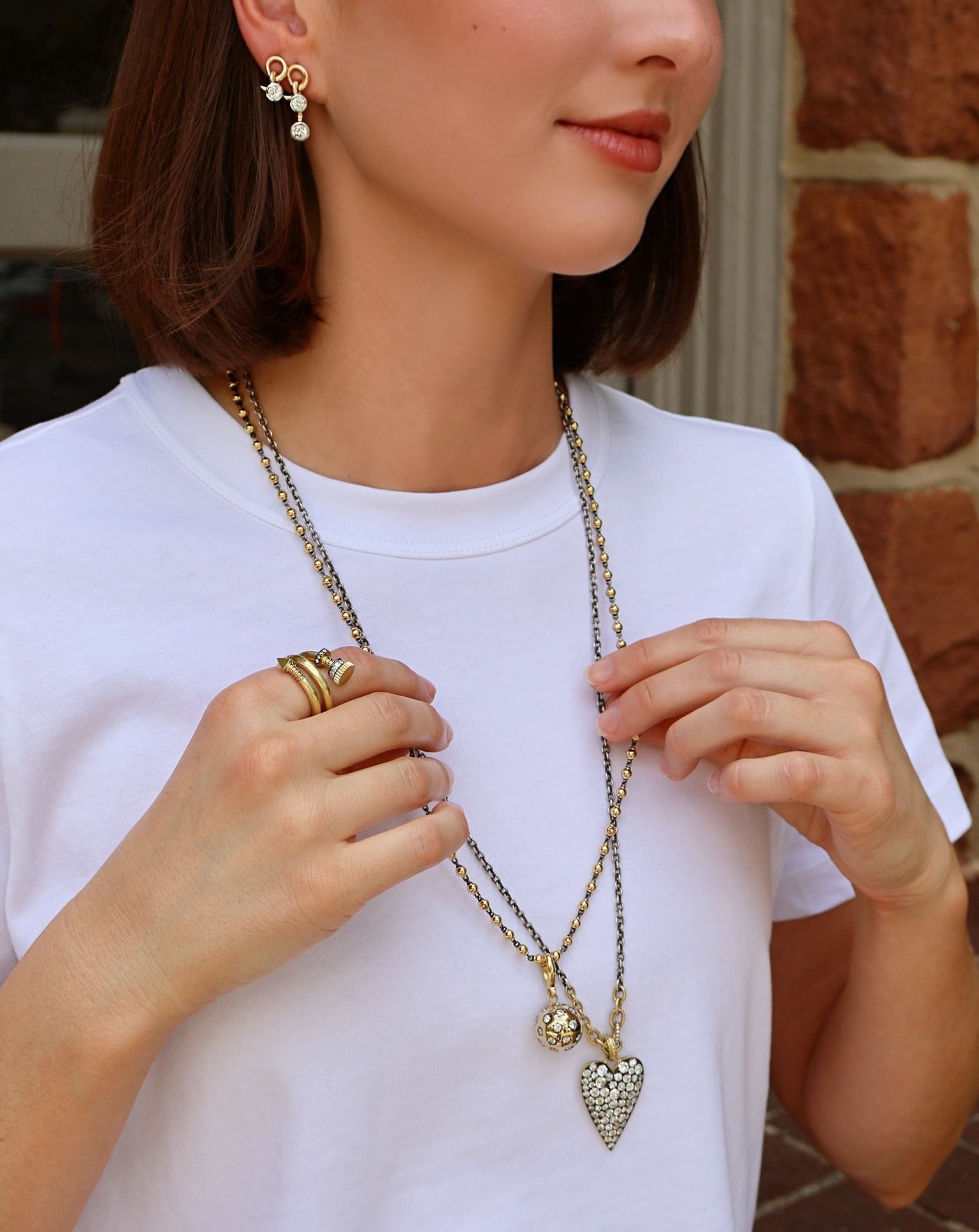 18k yellow gold Crivelli ball chain long necklace by Tiny Gods