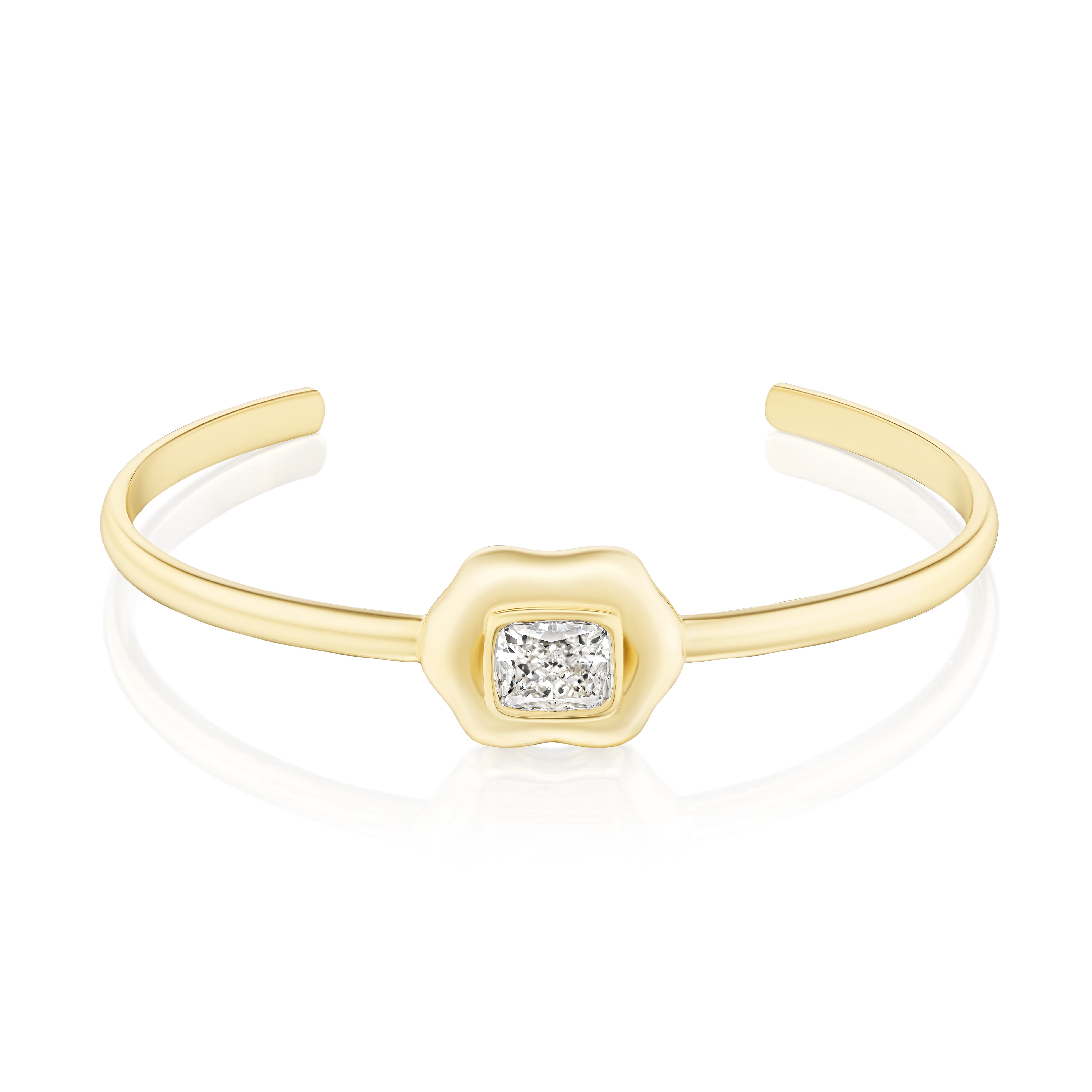 18k yellow gold 1.73cts diamond gold cuff bracelet bangle by Tiny Gods 