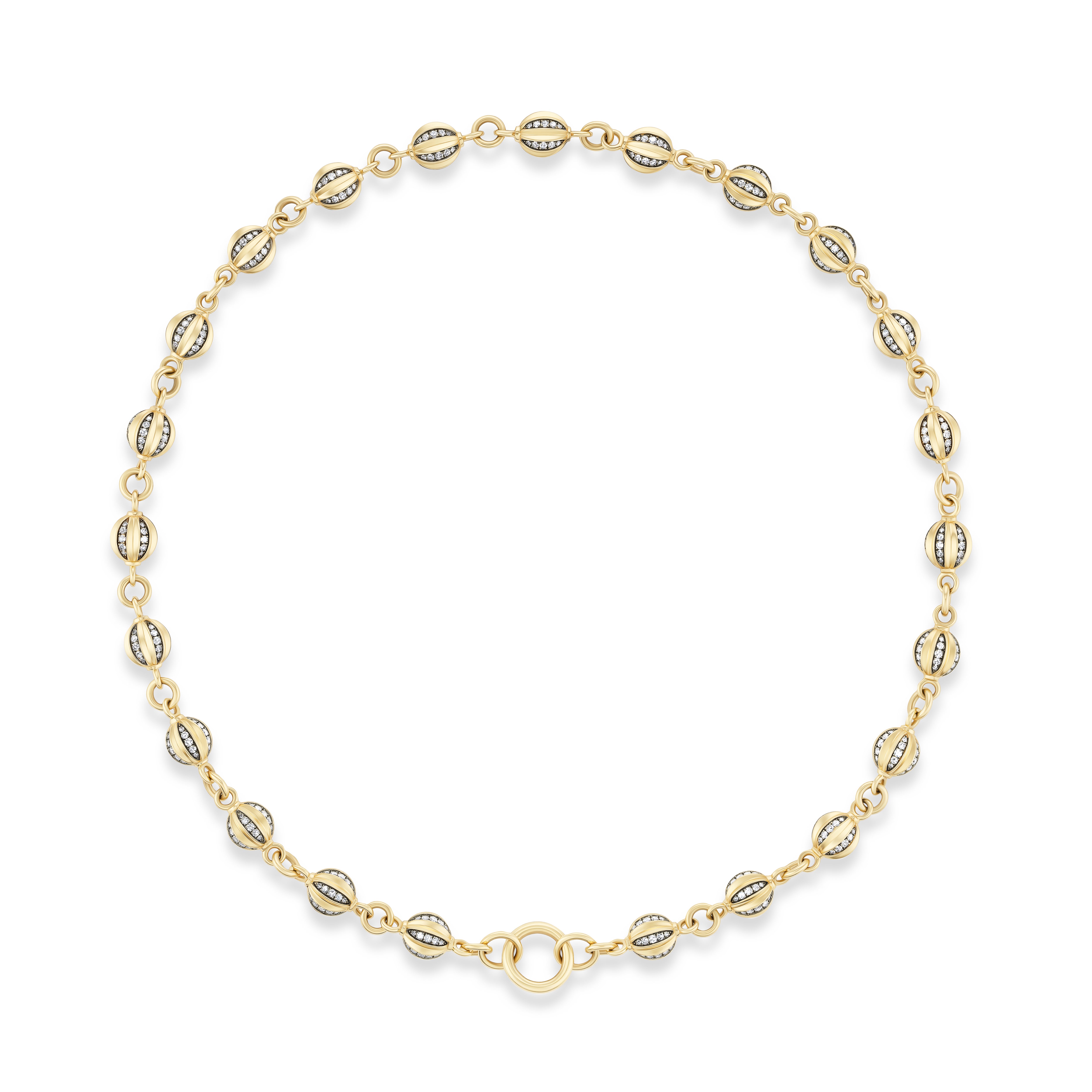 14k yellow gold diamond ball breaker link necklace by Lucy Delius Tiny Gods 