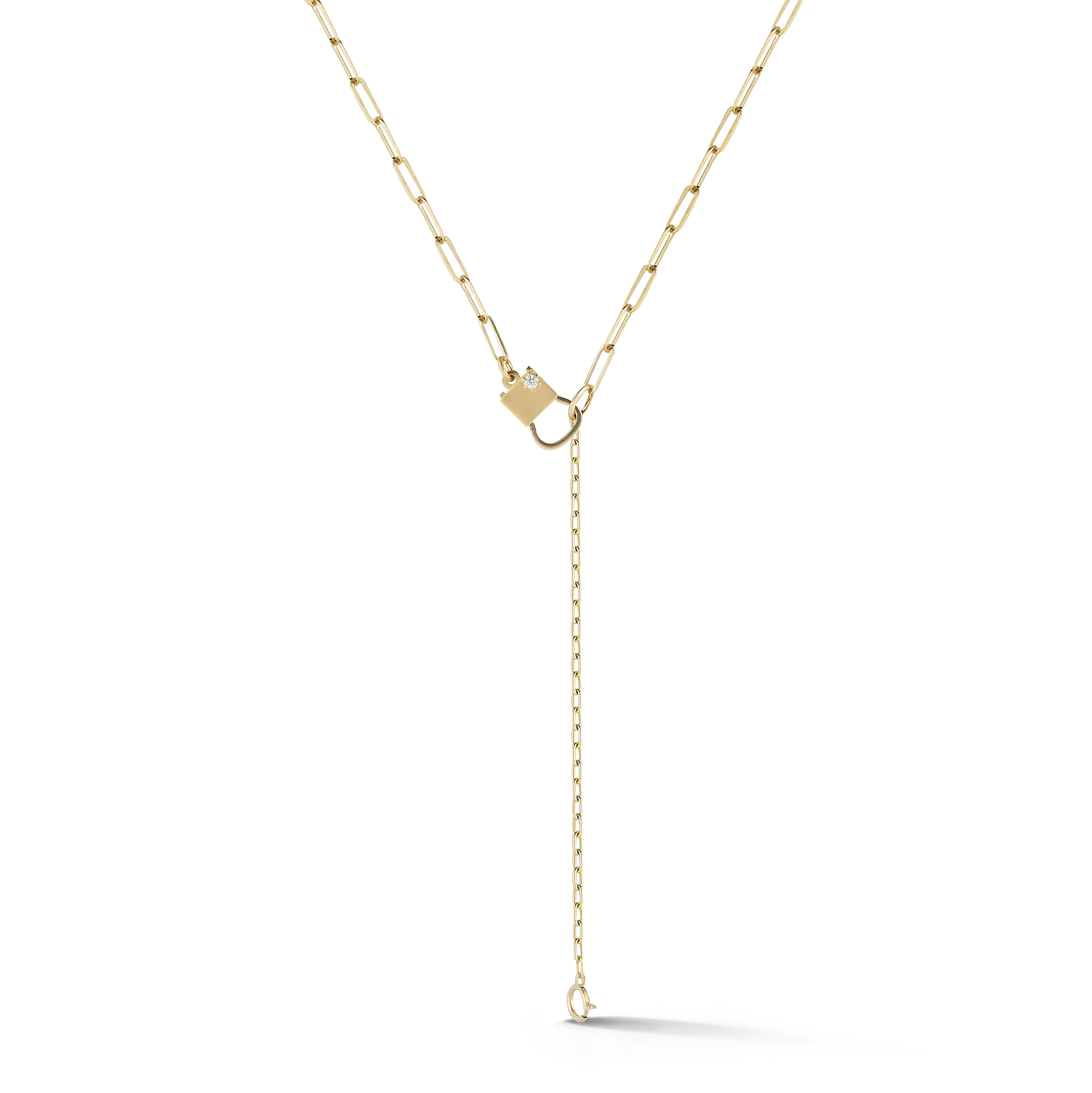 18k yellow gold diamond beatrix lariat necklace by Jade Trau Tiny Gods