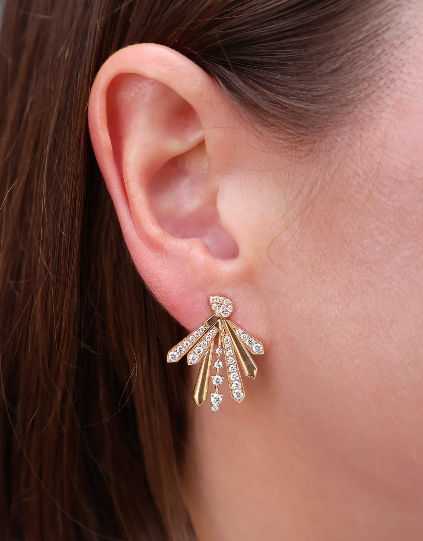 yellow gold diamond burst spike stud earrings tiny gods 