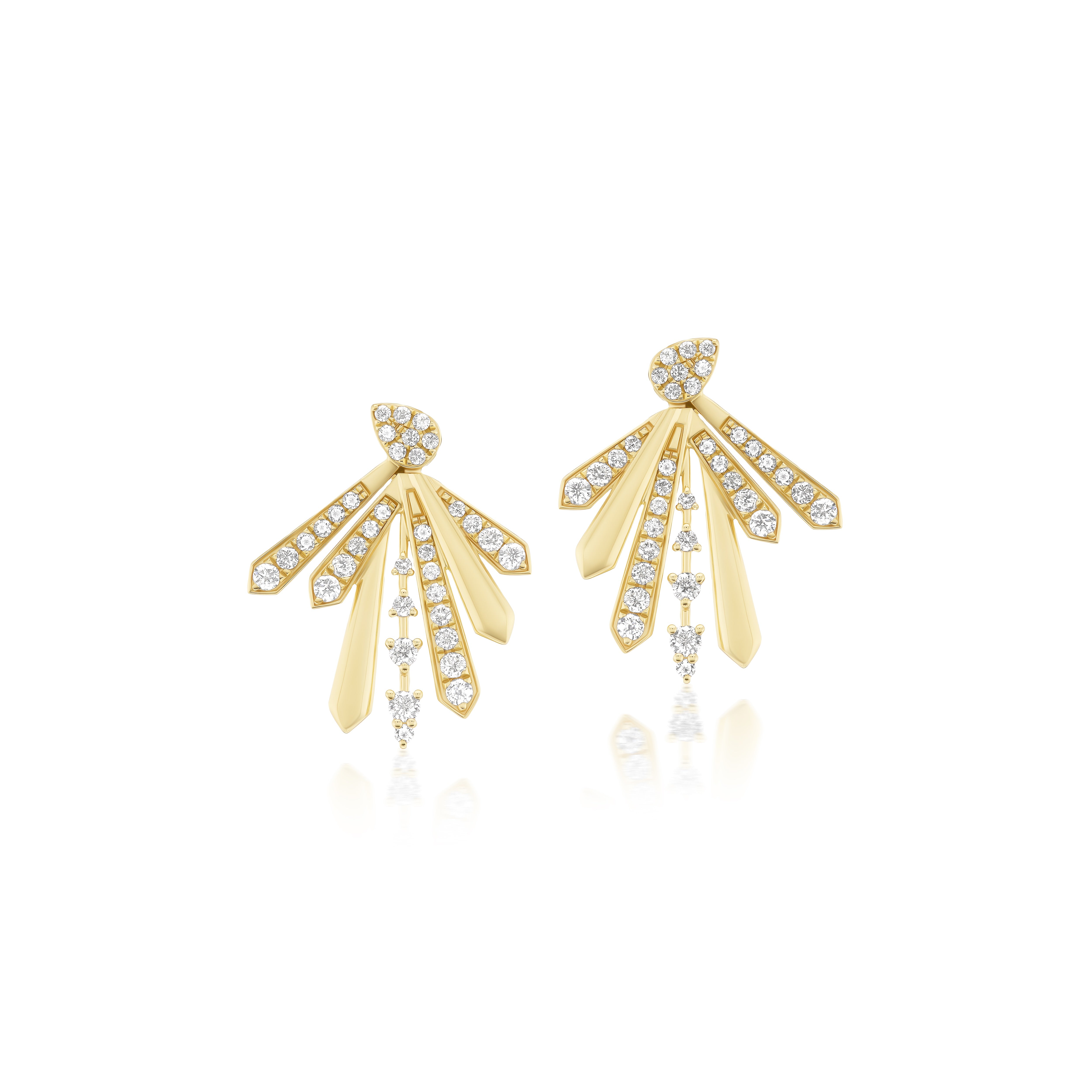 yellow gold diamond burst spike stud earrings tiny gods 