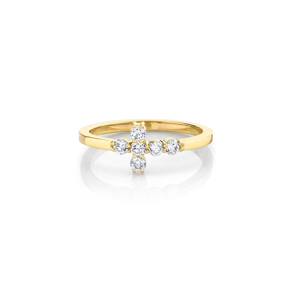 18k yellow gold diamond cross band ring by Anita Ko Tiny Gods