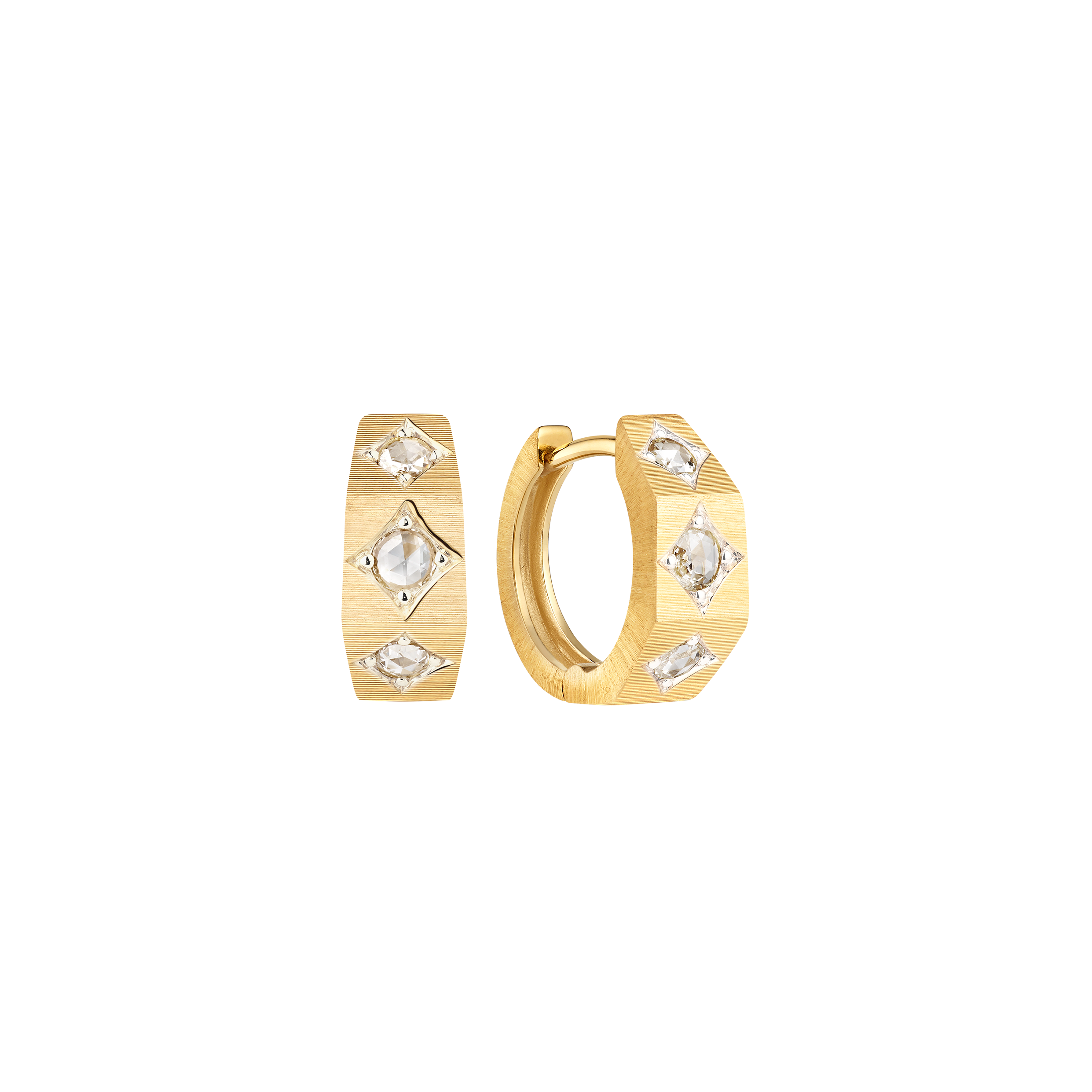 Small Satin Diamond Ecrou Earrings