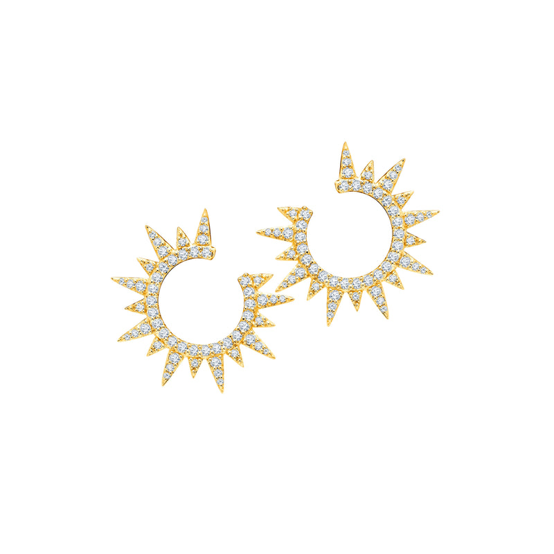 18k yellow gold and diamond forward facing Everest hoop earrings by Graziela tiny Gods