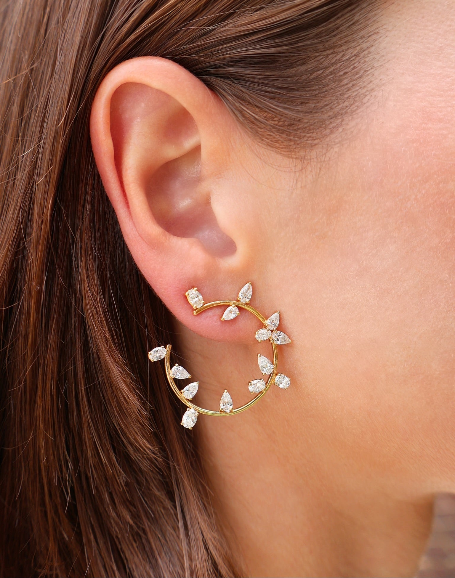 yellow gold diamond forward facing natural hoop earrings tiny gods 
