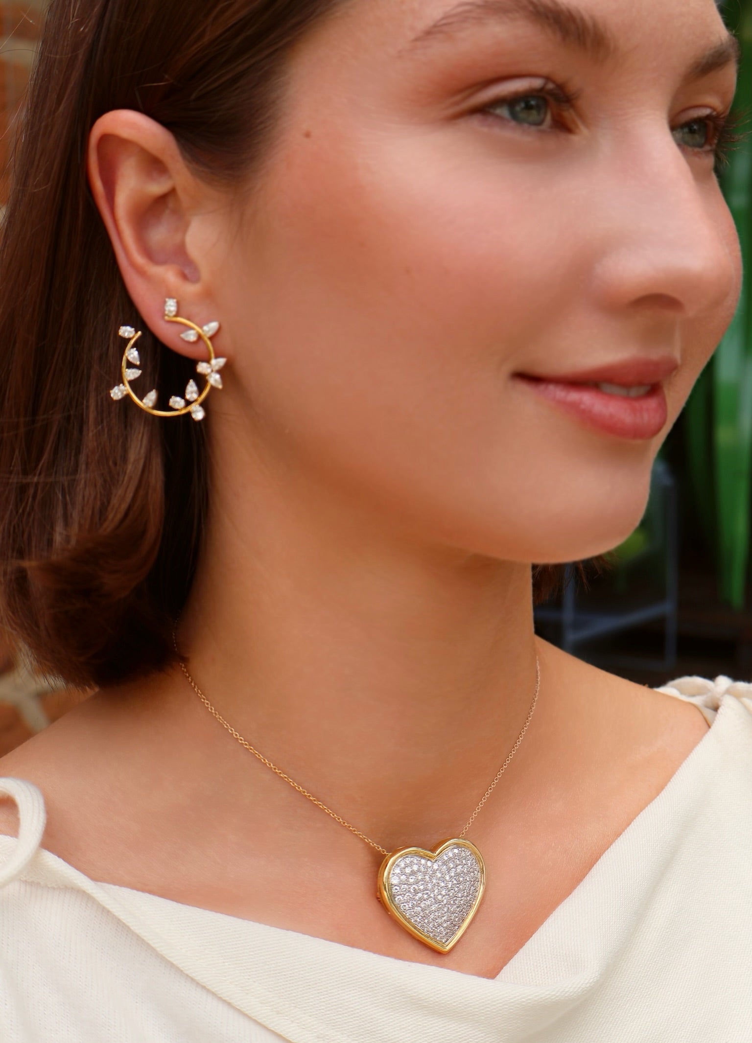yellow gold diamond forward facing natural hoop earrings tiny gods 