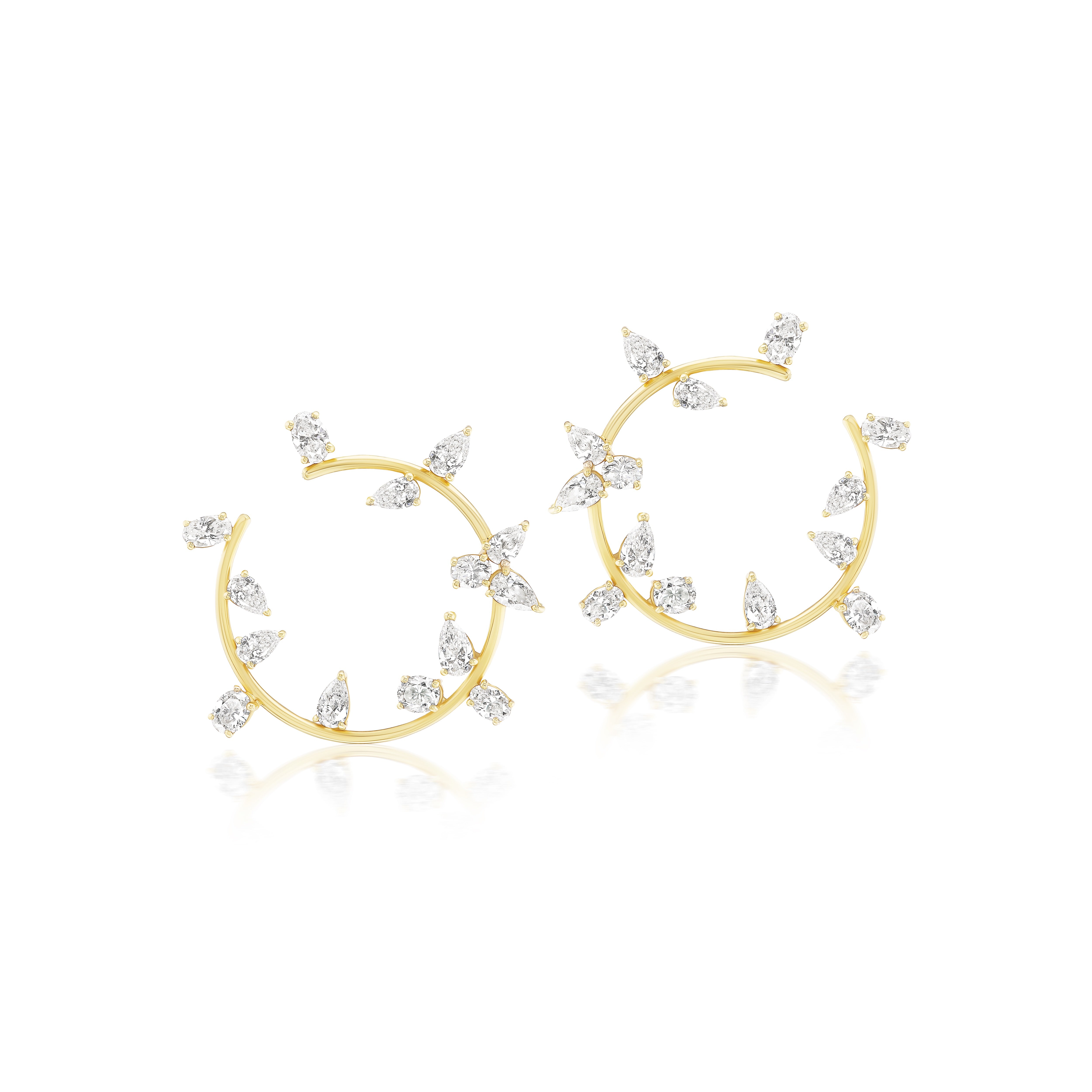 yellow gold diamond forward facing natural hoop earrings tiny gods 