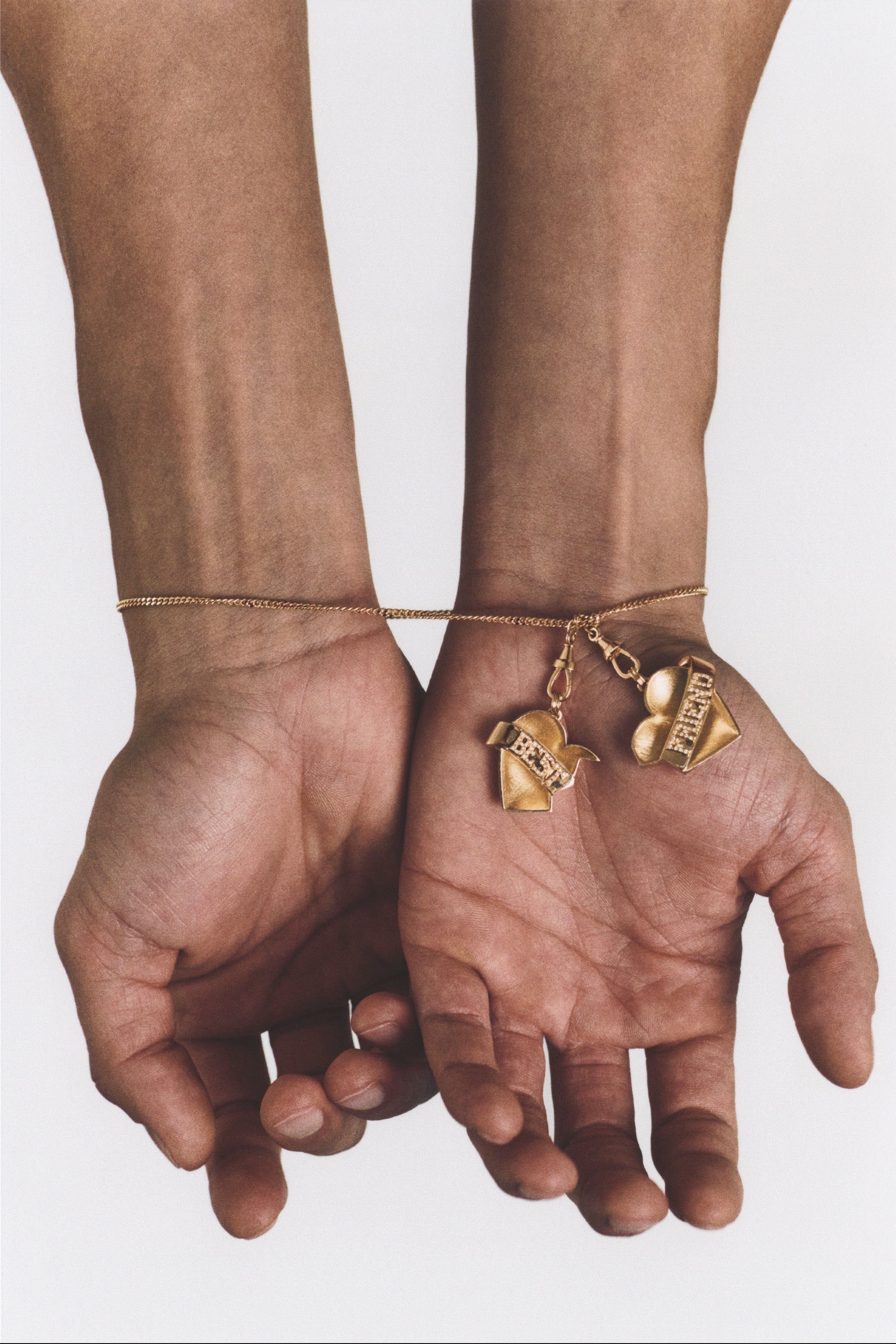 18k yellow gold diamond best friend heart friendship pendant charm necklaces by Marie Lichtenberg Tiny Gods