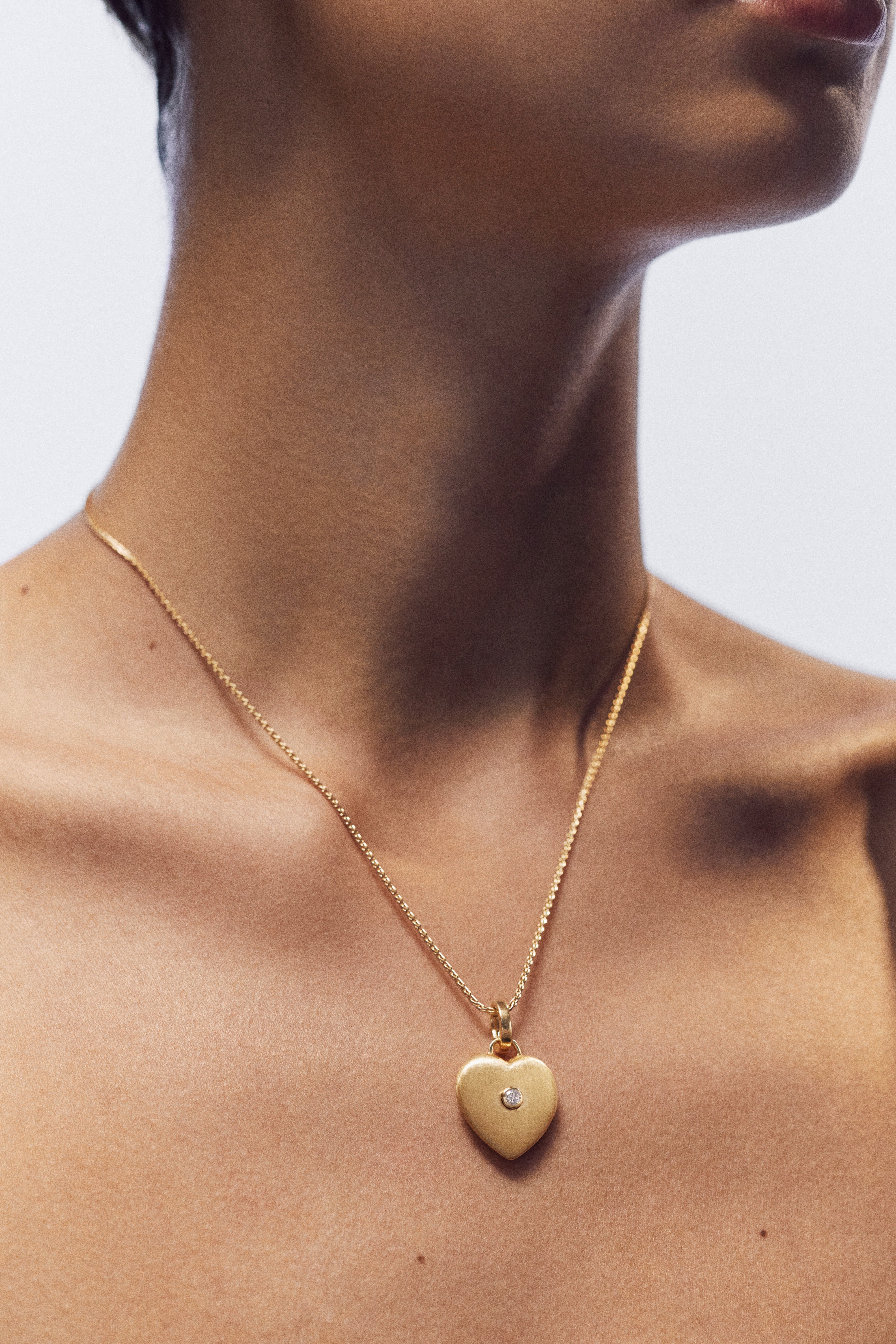 18k yellow gold diamond domed heart pendant charm earring by Marie Lichtenberg Tiny Gods 