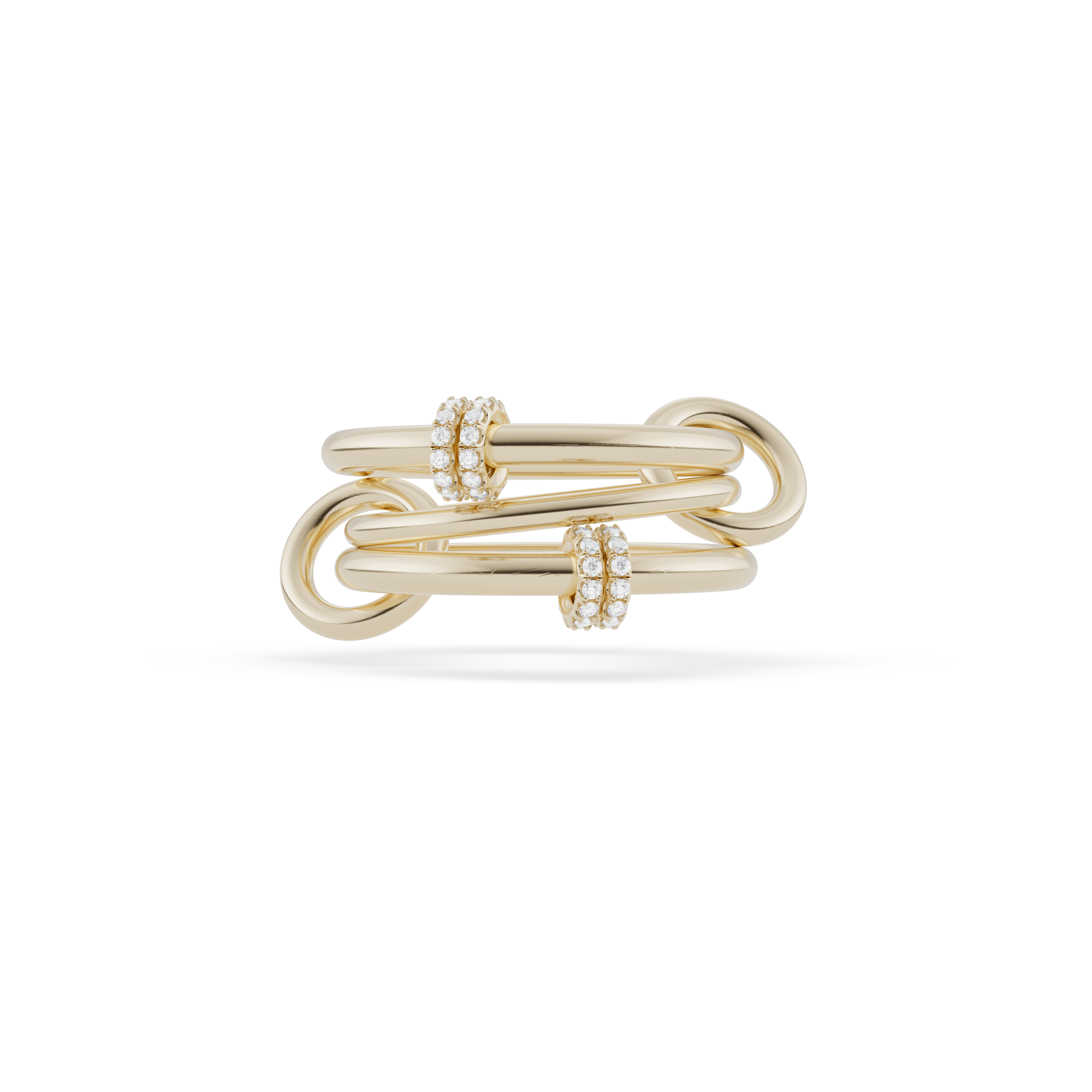 18k yellow gold diamond jovie YG 3 band linked ring by Spinelli Kilcollin Tiny Gods 