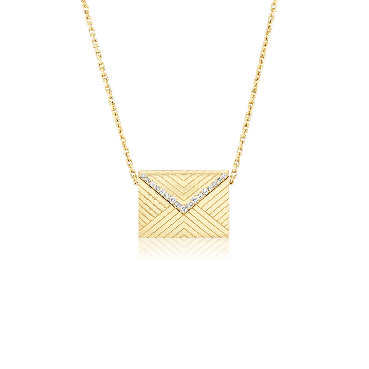18k yellow gold diamond love letter necklace by Sorellina Tiny Gods