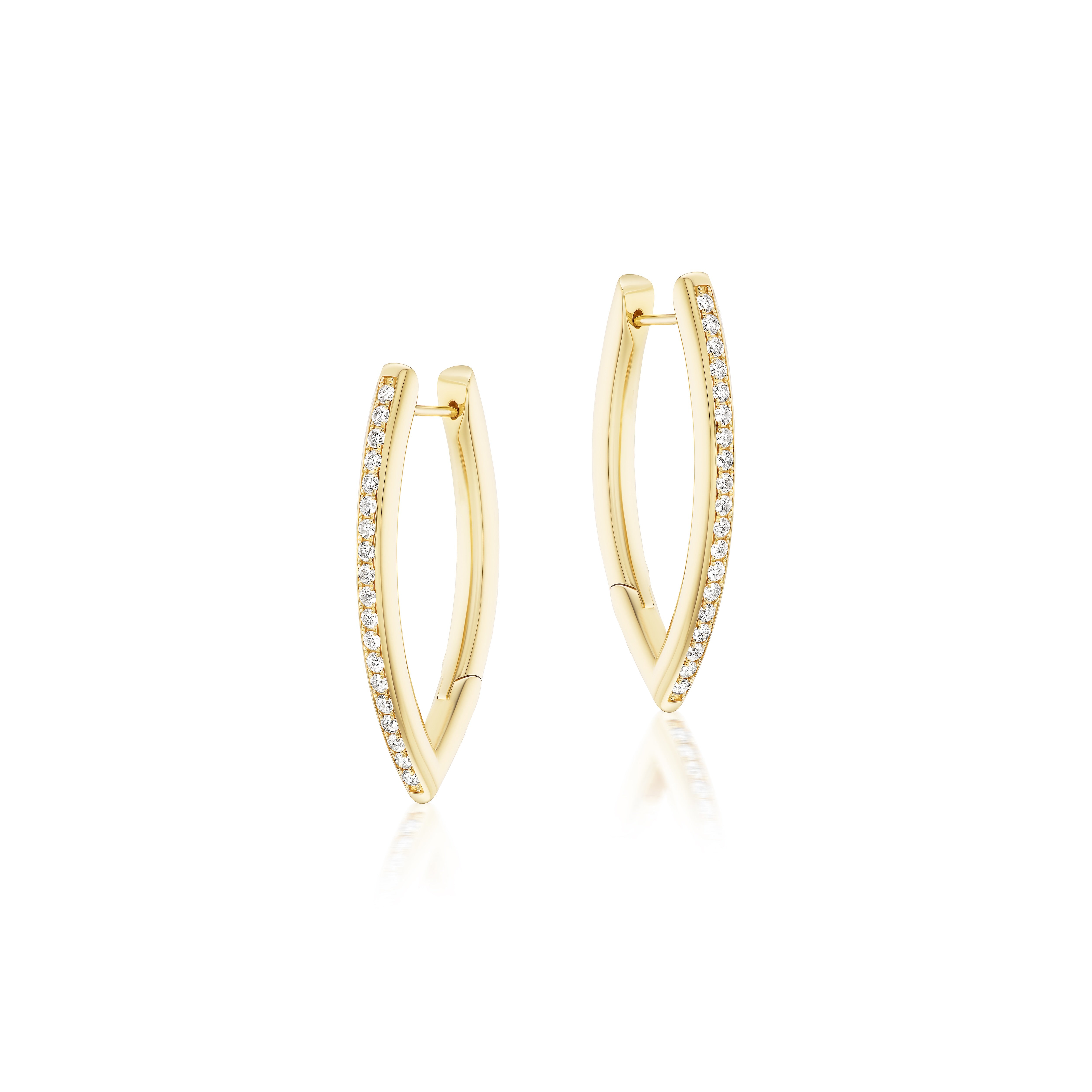 yellow gold diamond marquise hoop earrings tiny gods 