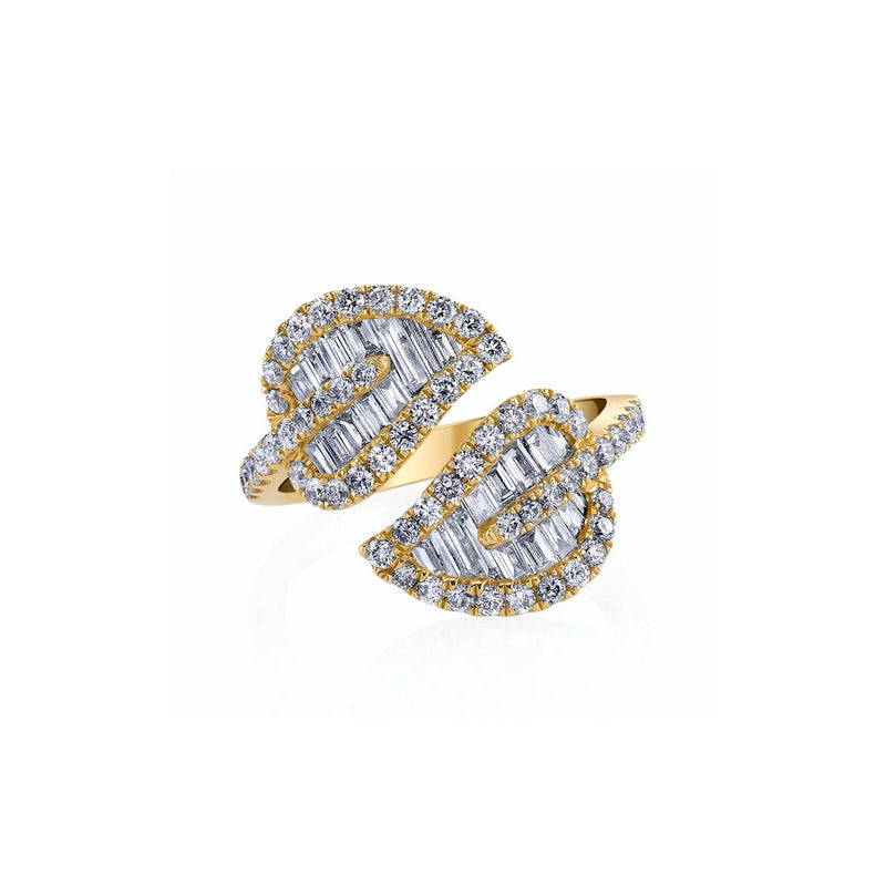 18k yellow gold diamond medium leaf ring by Anita Ko Tiny Gods