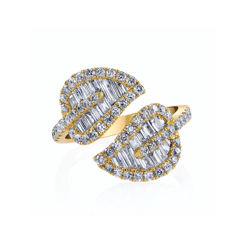 18k yellow gold diamond medium leaf ring by Anita Ko Tiny Gods