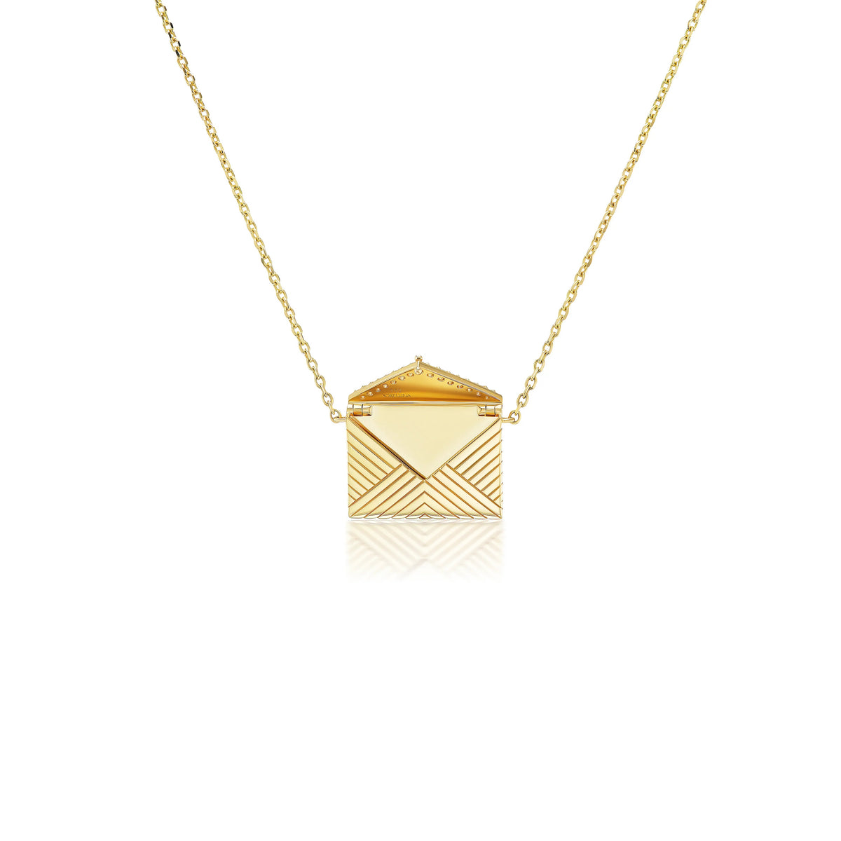 18k yellow gold diamond mini love letter necklace by Sorellina Tiny Gods