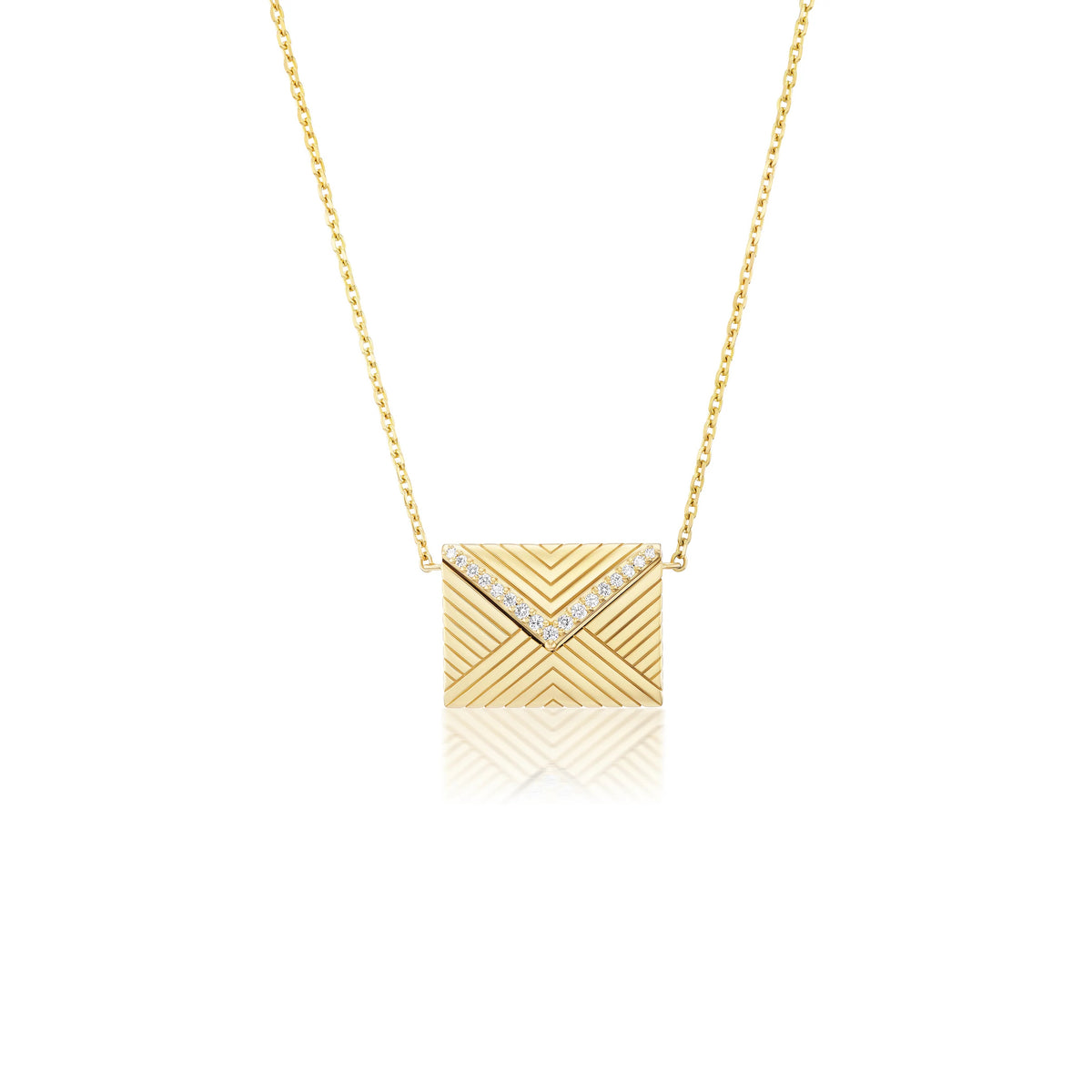 18k yellow gold diamond mini love letter necklace by Sorellina Tiny Gods