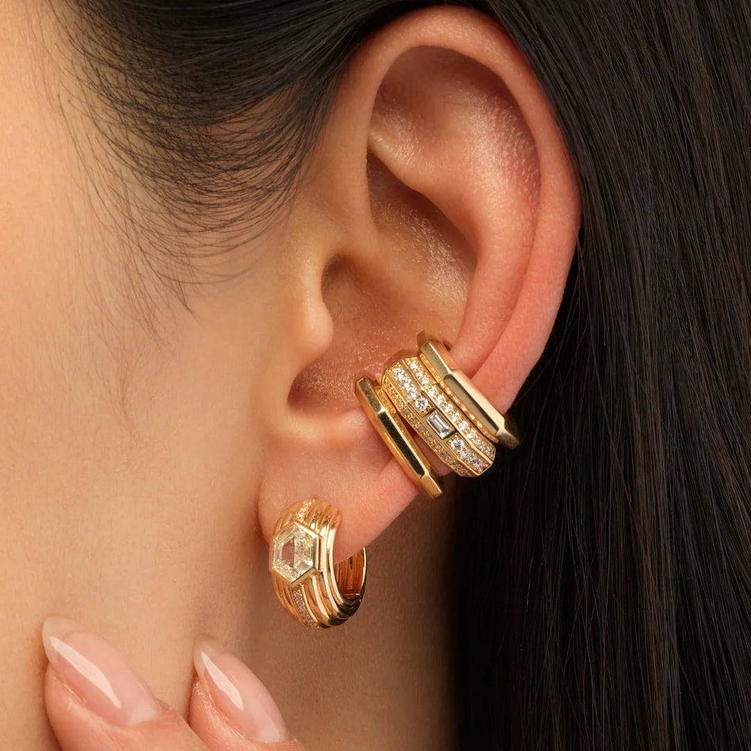18k yellow gold diamond otto triple ear cuff by Sorellina Tiny Gods
