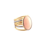 18k yellow gold diamond spiral ring oval angel skin coral by Sylva & Cie Tiny Gods