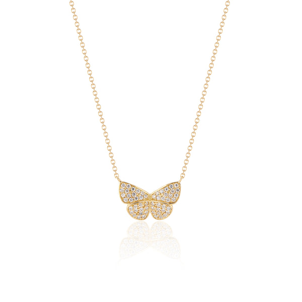 18k yellow gold diamond pave butterfly pendant necklace Tiny Gods