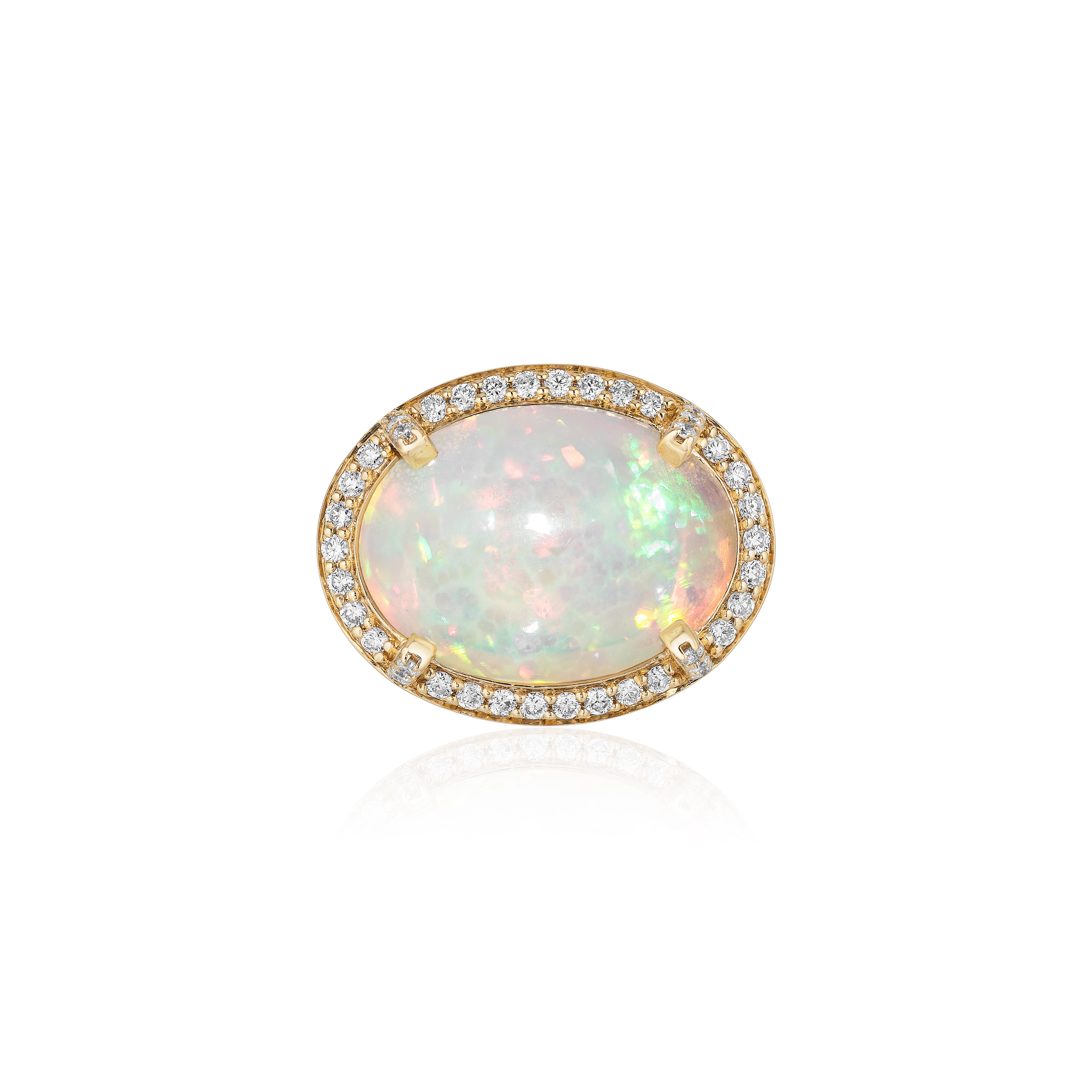 yellow gold diamond pave halo oval opal ring tiny gods goshwara