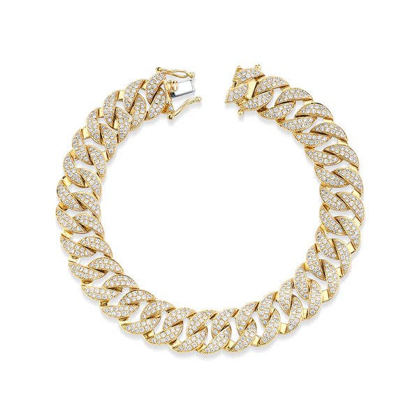 18k yellow gold diamond pave cuban link Havana bracelet by Anita Ko Tiny Gods