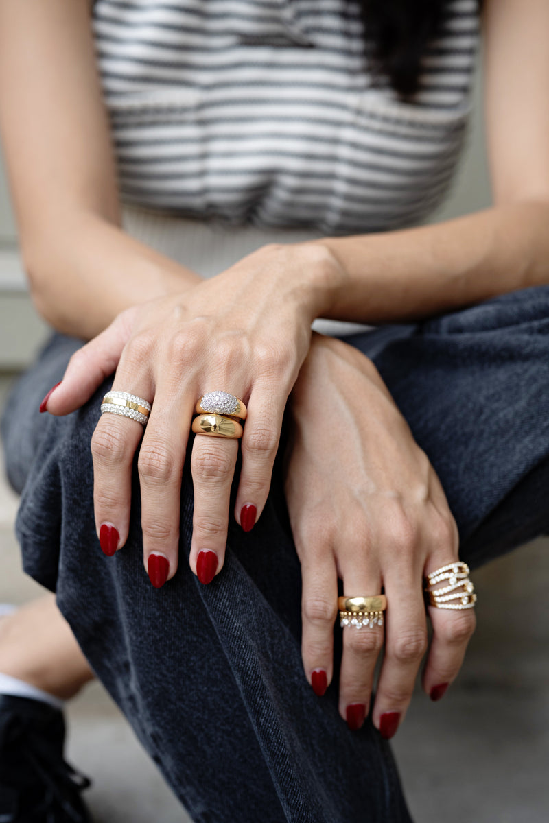 18k yellow gold diamond pave Ouro ring by Graziela Tiny Gods