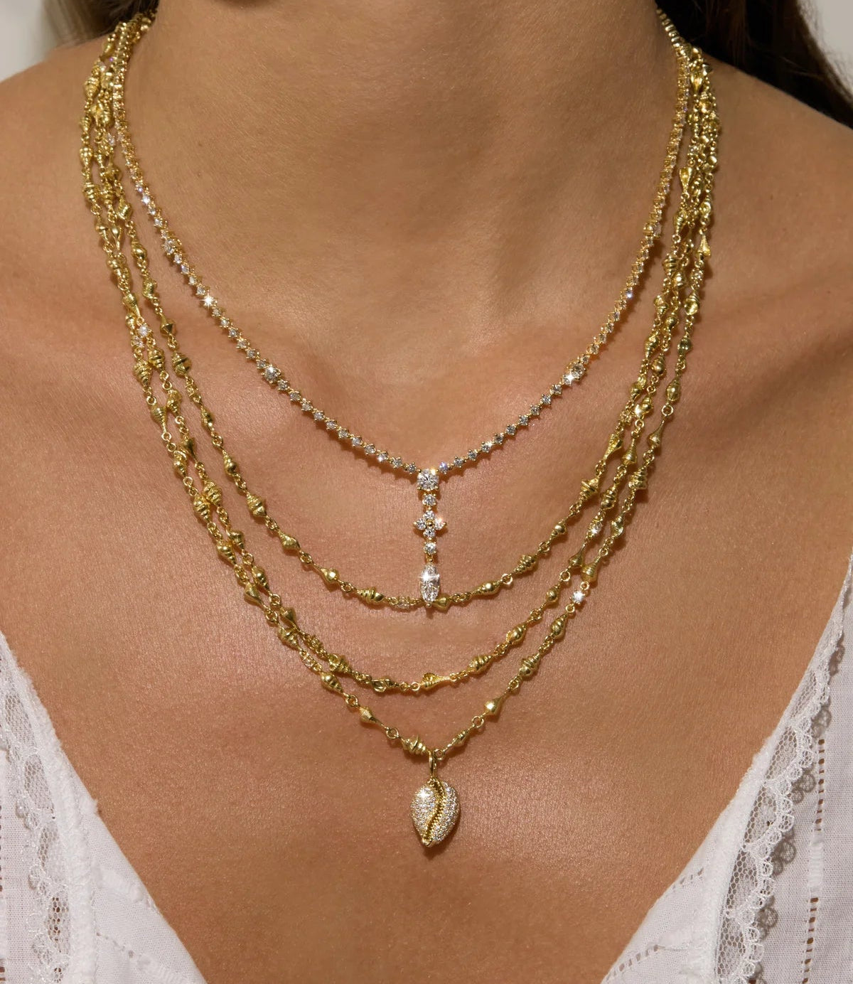 18k yellow gold diamond pave puka charm pendant by Anita Ko Tiny Gods 