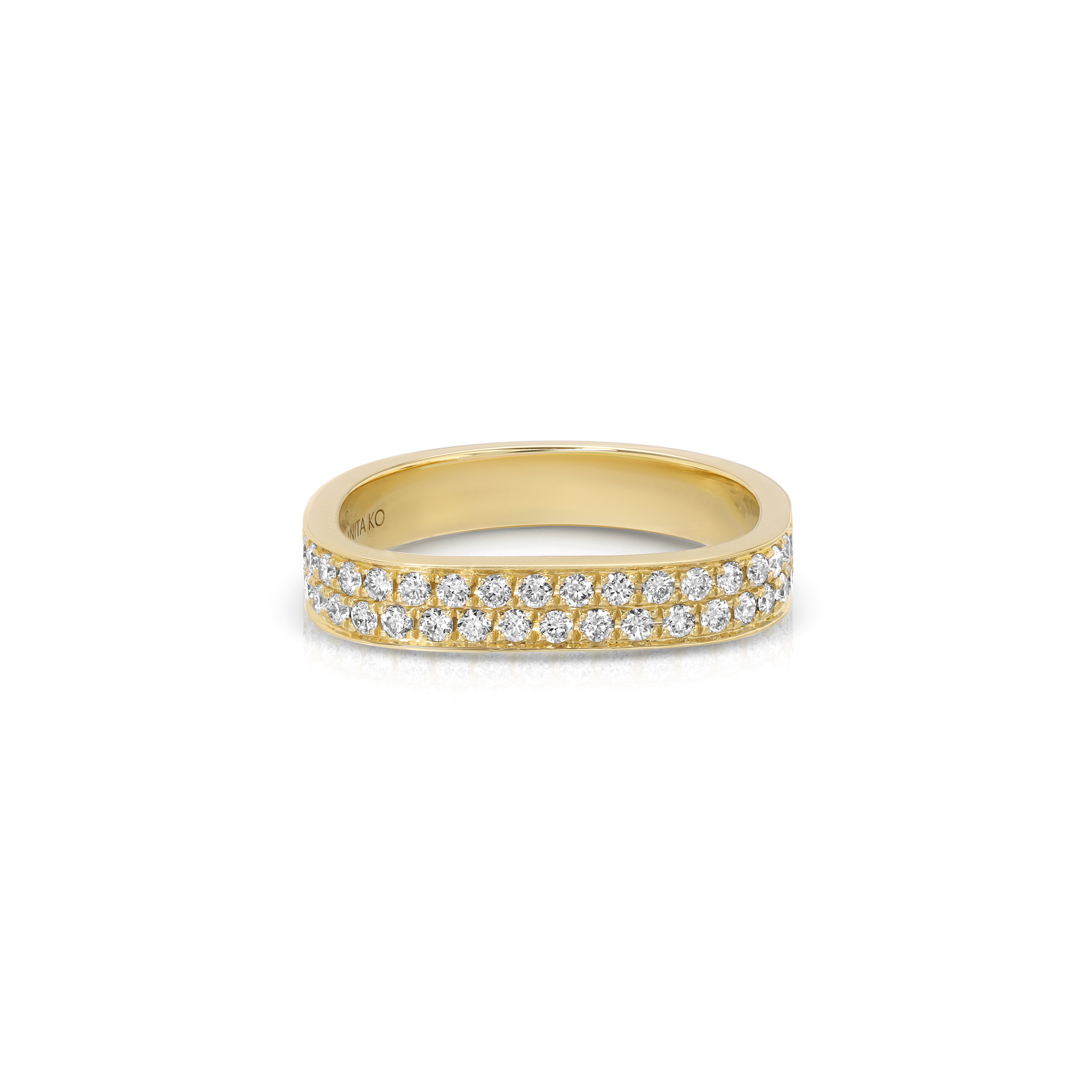 18k yellow gold diamond pave square ring by Anita Ko Tiny Gods 