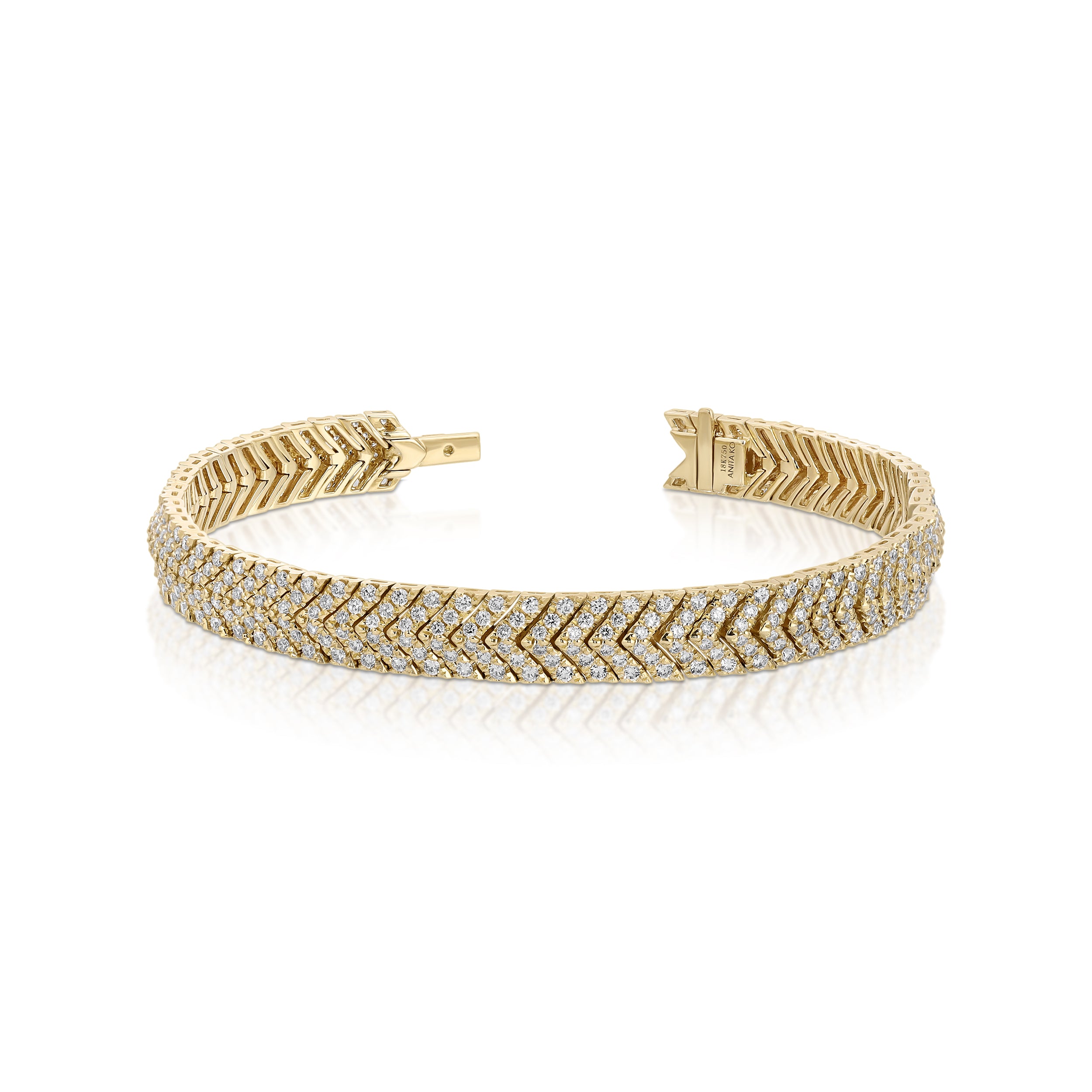 yellow gold diamond pave zipper bracelet Anita ko tiny gods 