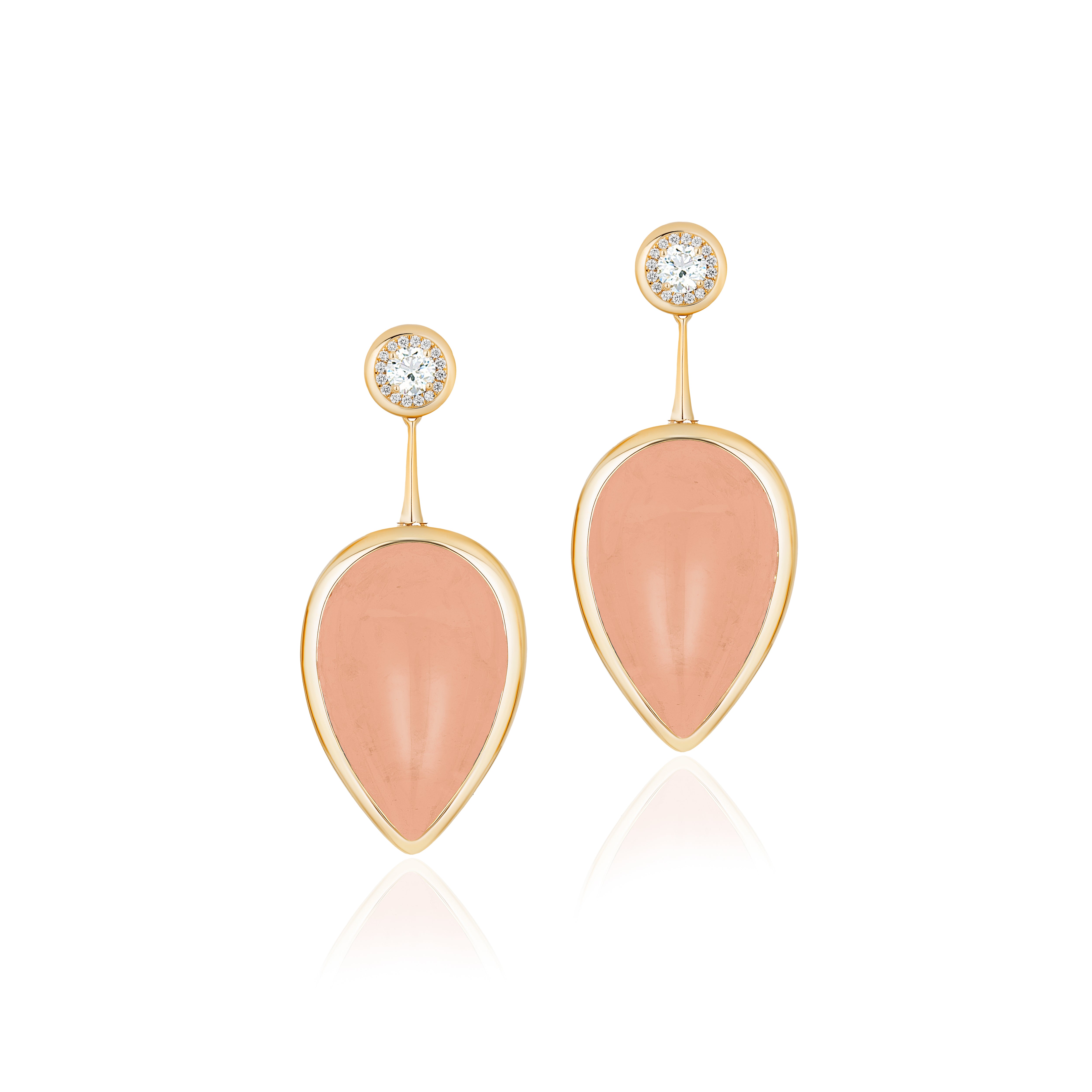 yellow gold diamond pear peach moon quartz diamonds drop earrings goshwara tiny gods