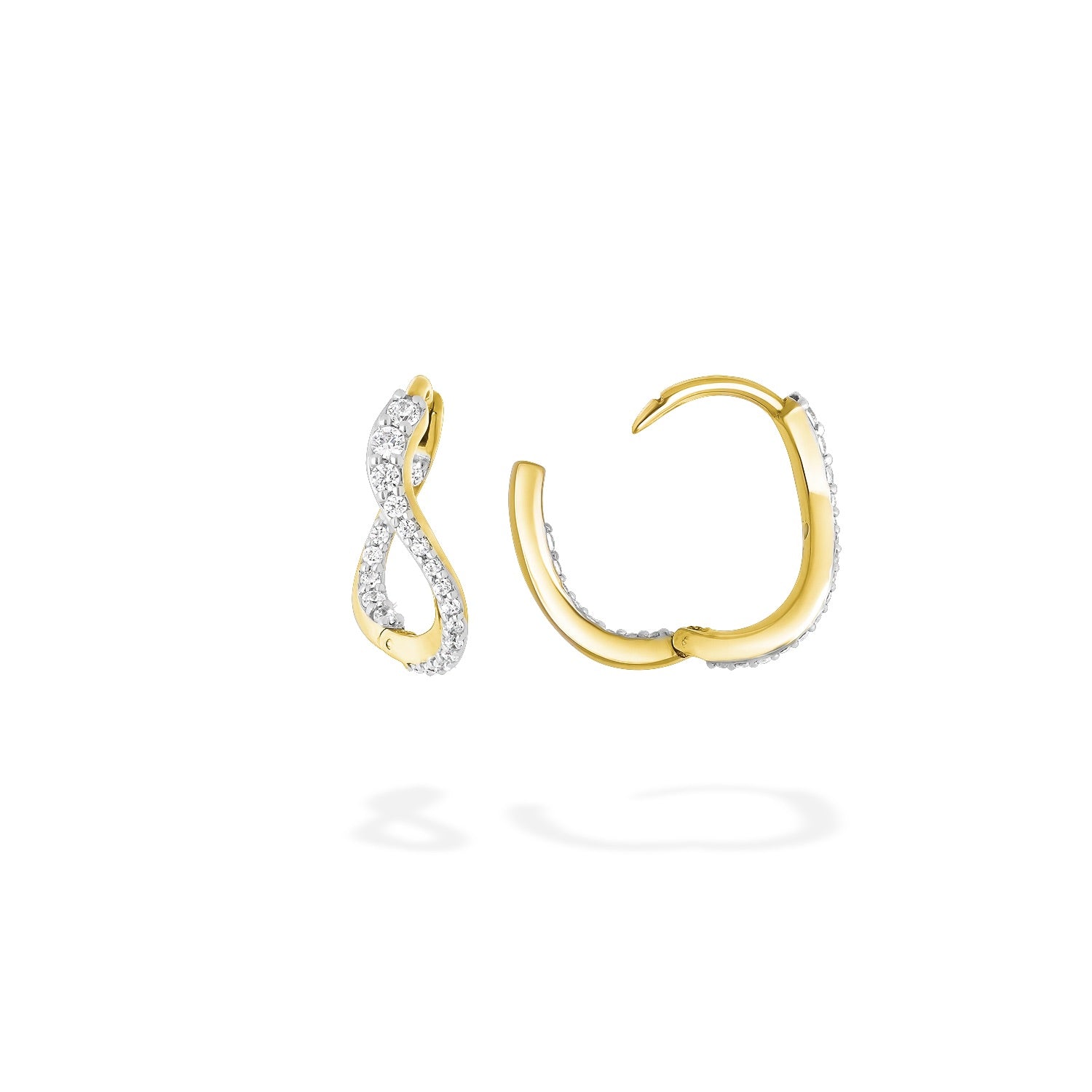 18k yellow gold diamond petite caustic light hoop earrings by Marie Mas Tiny Gods